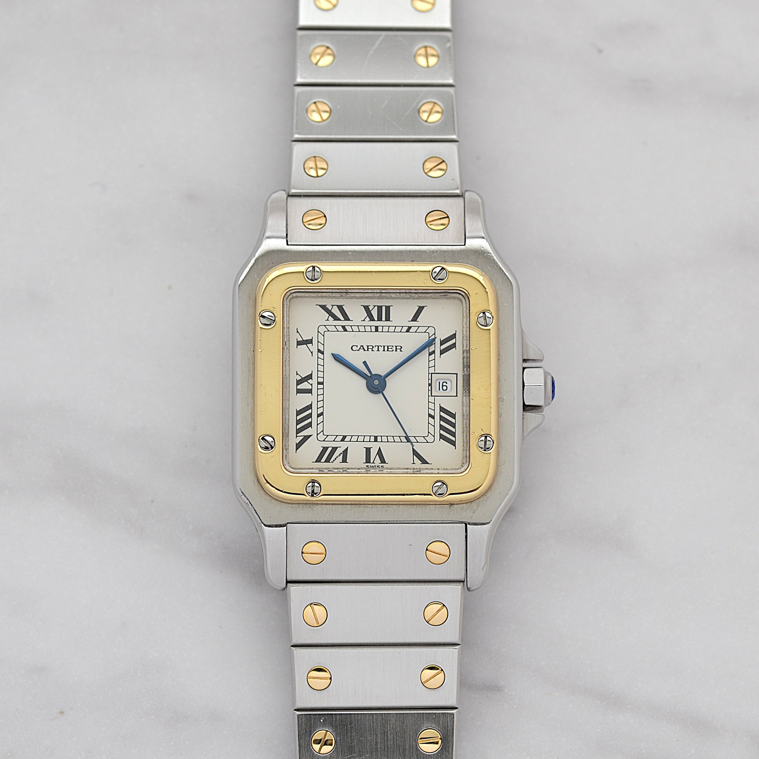 【Cartier】カルティエ サントスガルベLM 18KYG×SS 観音開きバックル