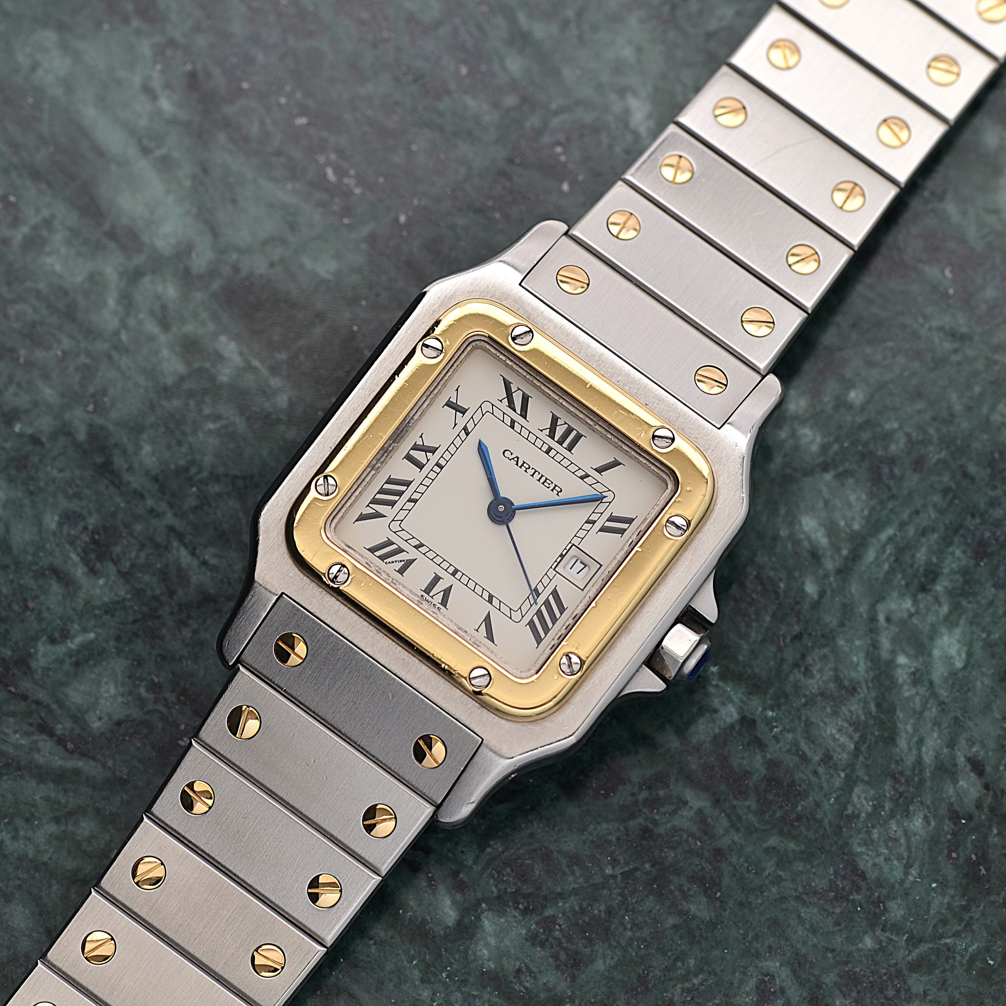 【Cartier】カルティエ サントスガルベLM 18KYG×SS 観音開きバックル