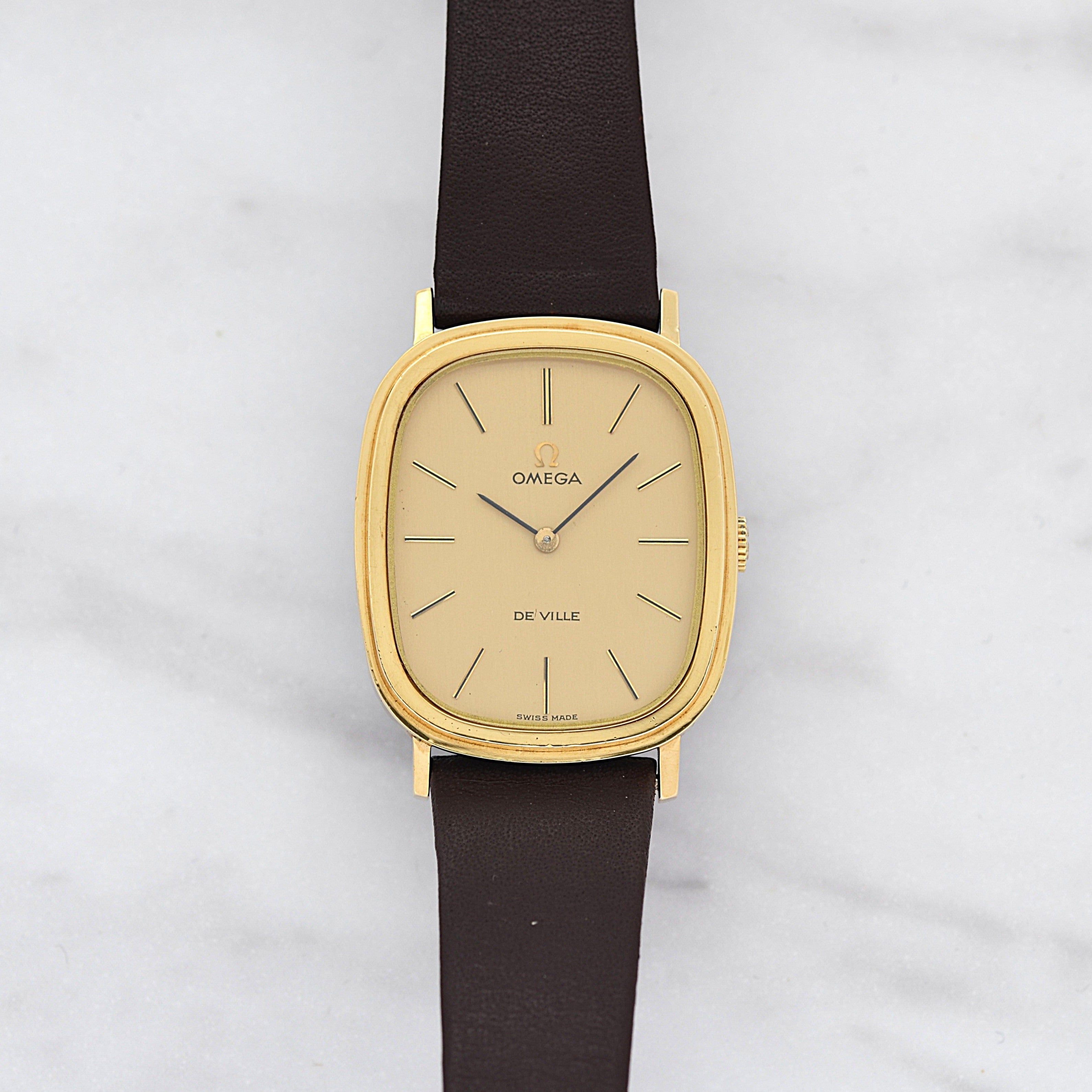 [Omega] 歐米茄碟飛系列GP橢圓形錶殼金色全新庫存