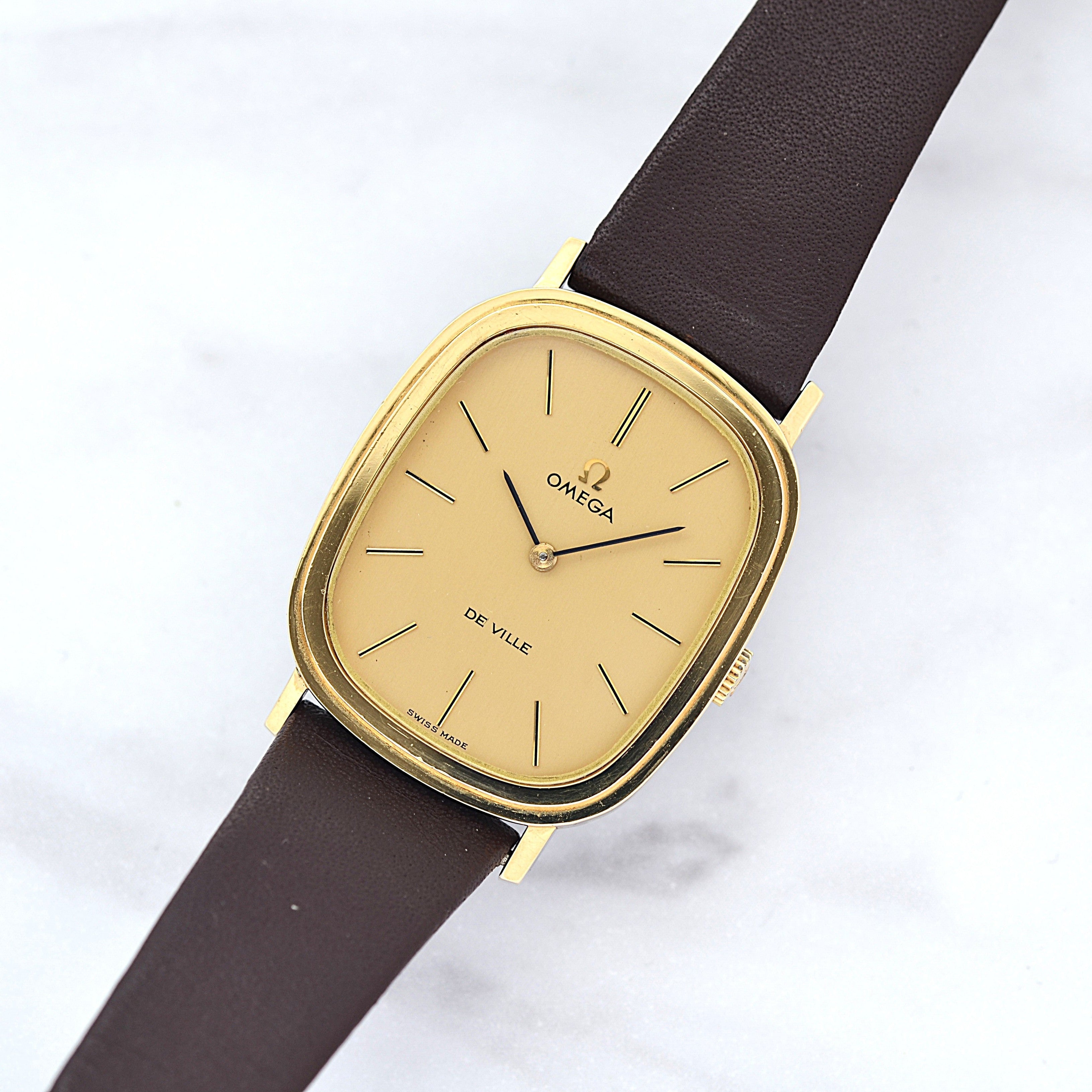 [Omega] 歐米茄碟飛系列GP橢圓形錶殼金色全新庫存