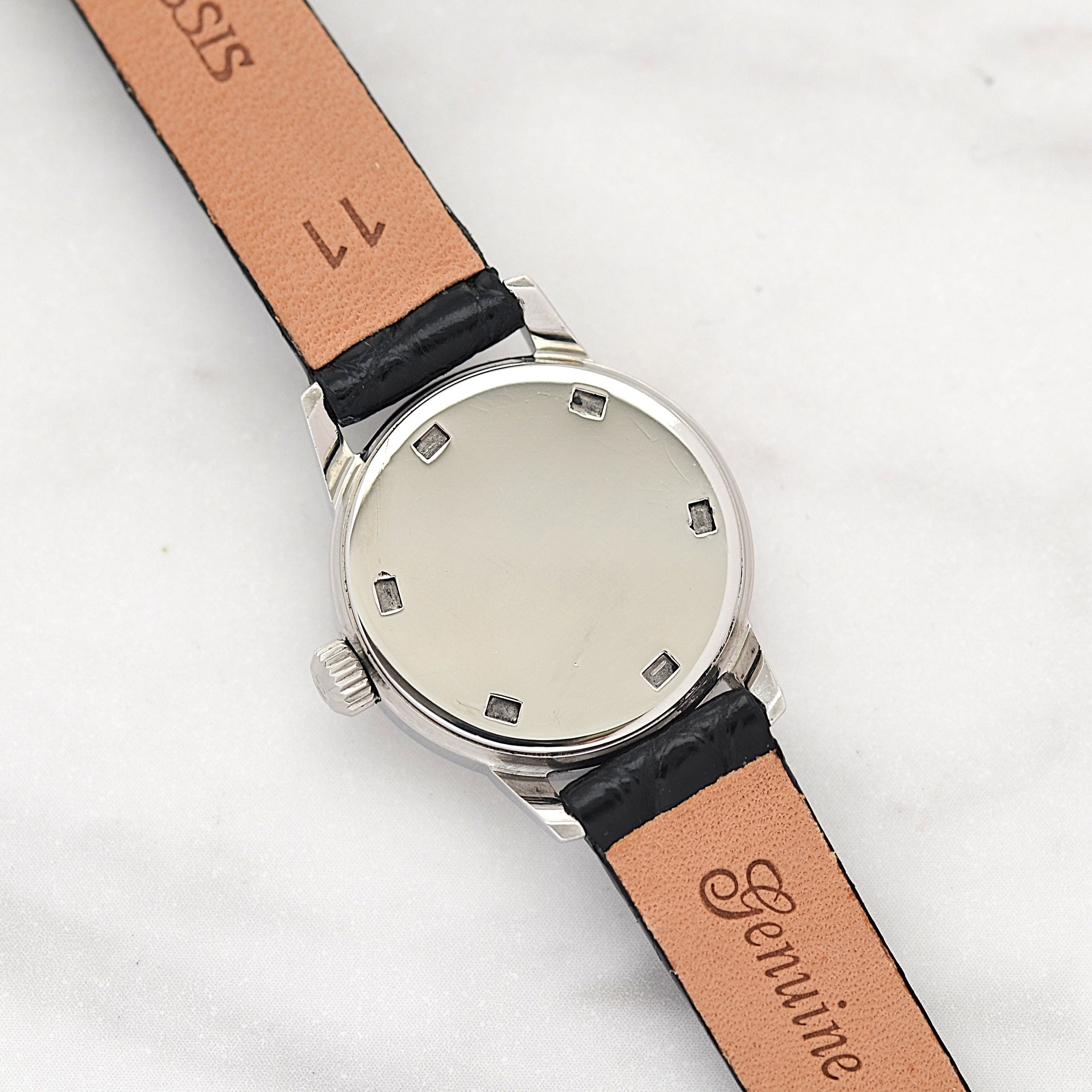 [Omega] 歐米茄日內瓦系列不鏽鋼圓形銀色阿拉伯數位直立錶盤腕錶，附原廠錶扣