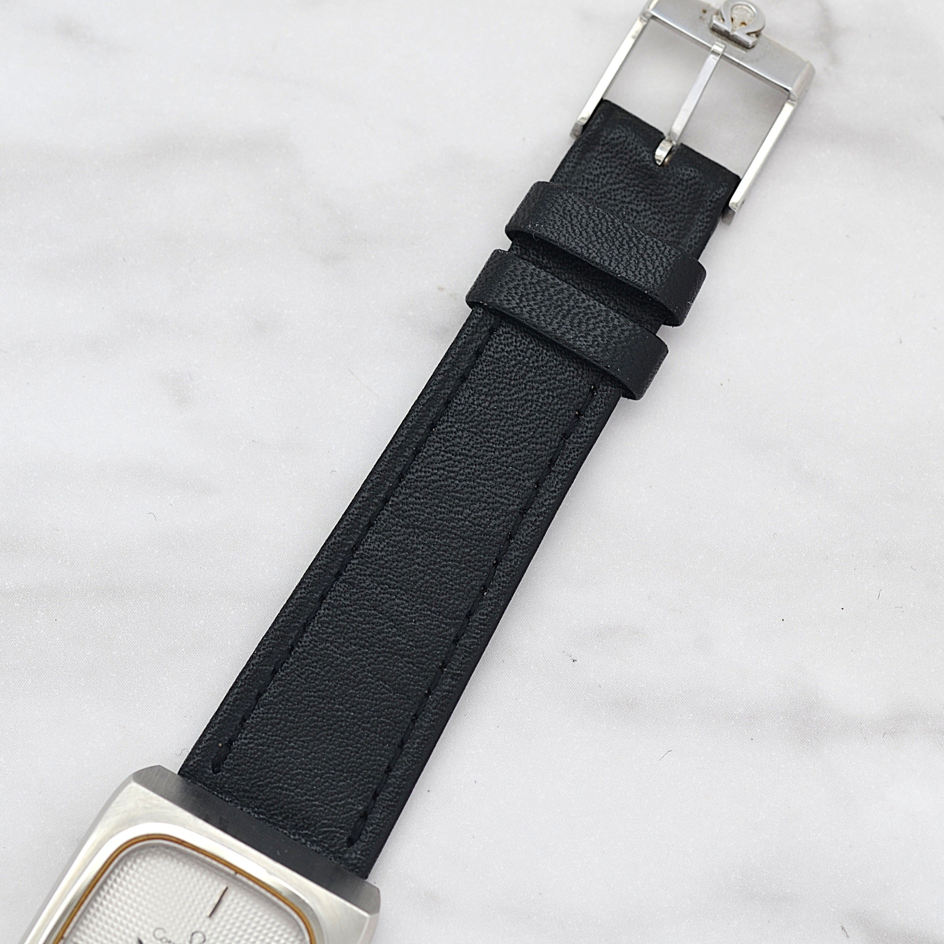 [歐米茄] 歐米茄星座系列不鏽鋼長方形錶殼銀色巴黎釘紋錶盤搭配原廠錶扣