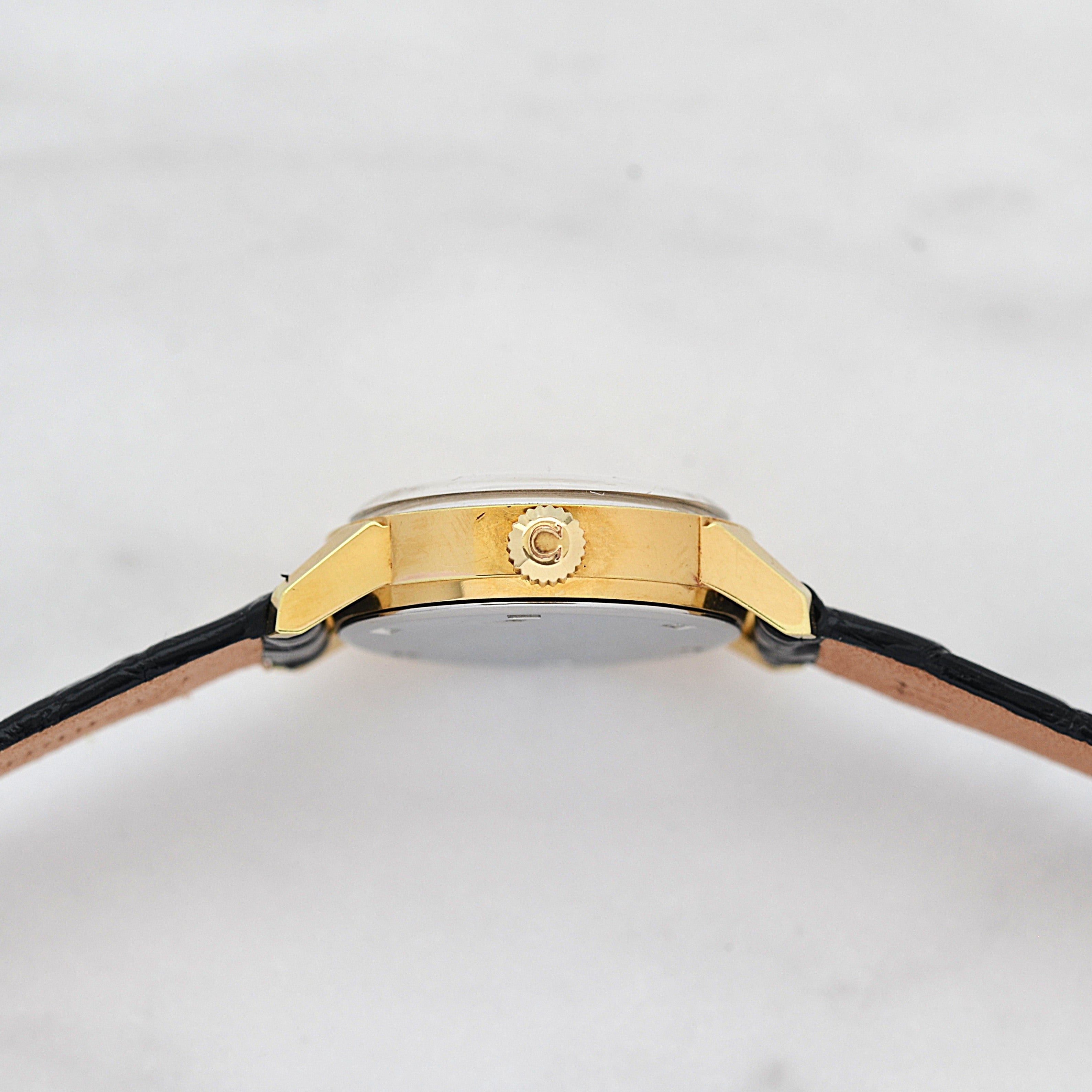 [Omega] 歐米茄日內瓦系列GP圓形銀直式阿拉伯數位時標腕錶，附原廠錶扣