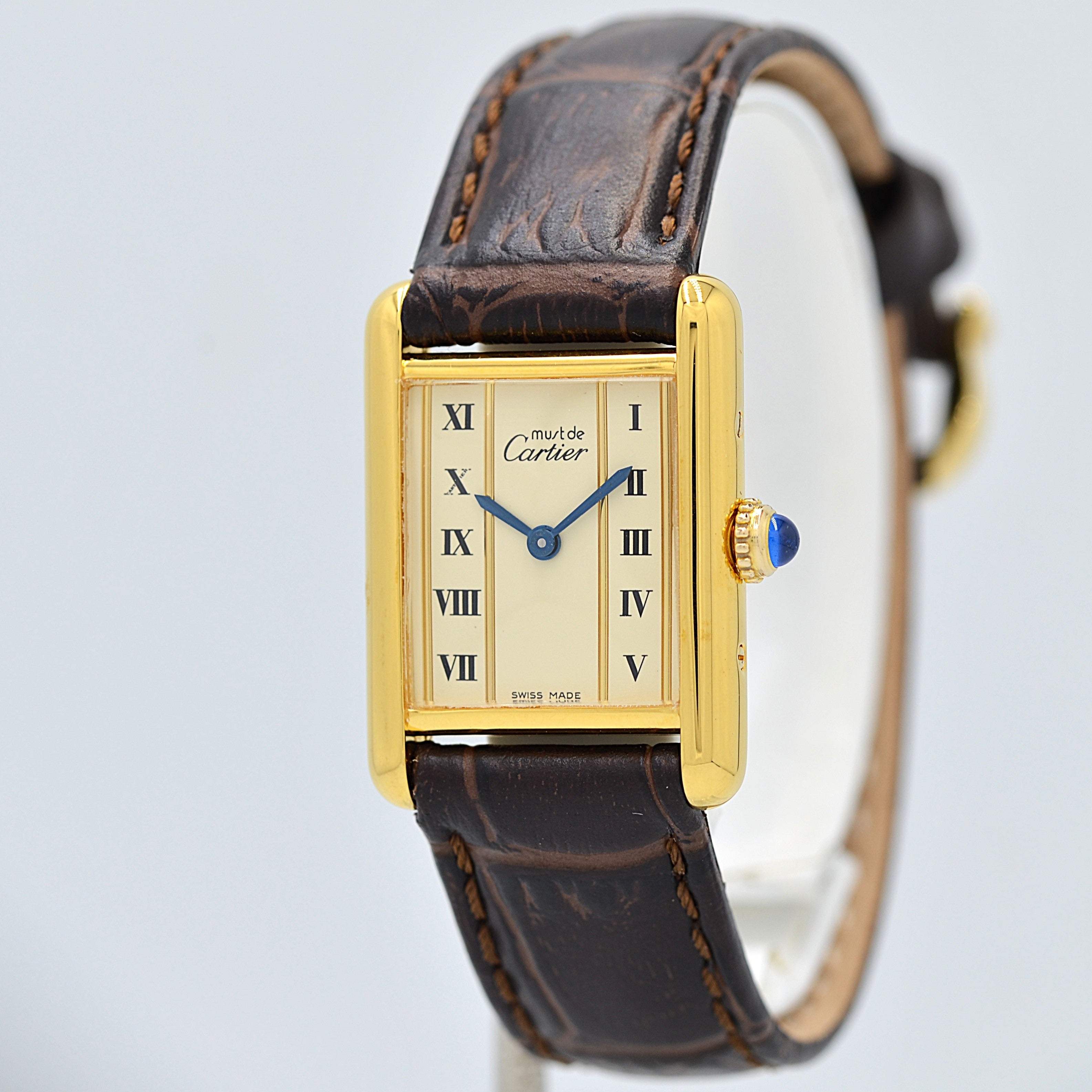 【Cartier】カルティエ マストタンクSM 縦ローマ SWISS MADE 表記 純正尾錠付き