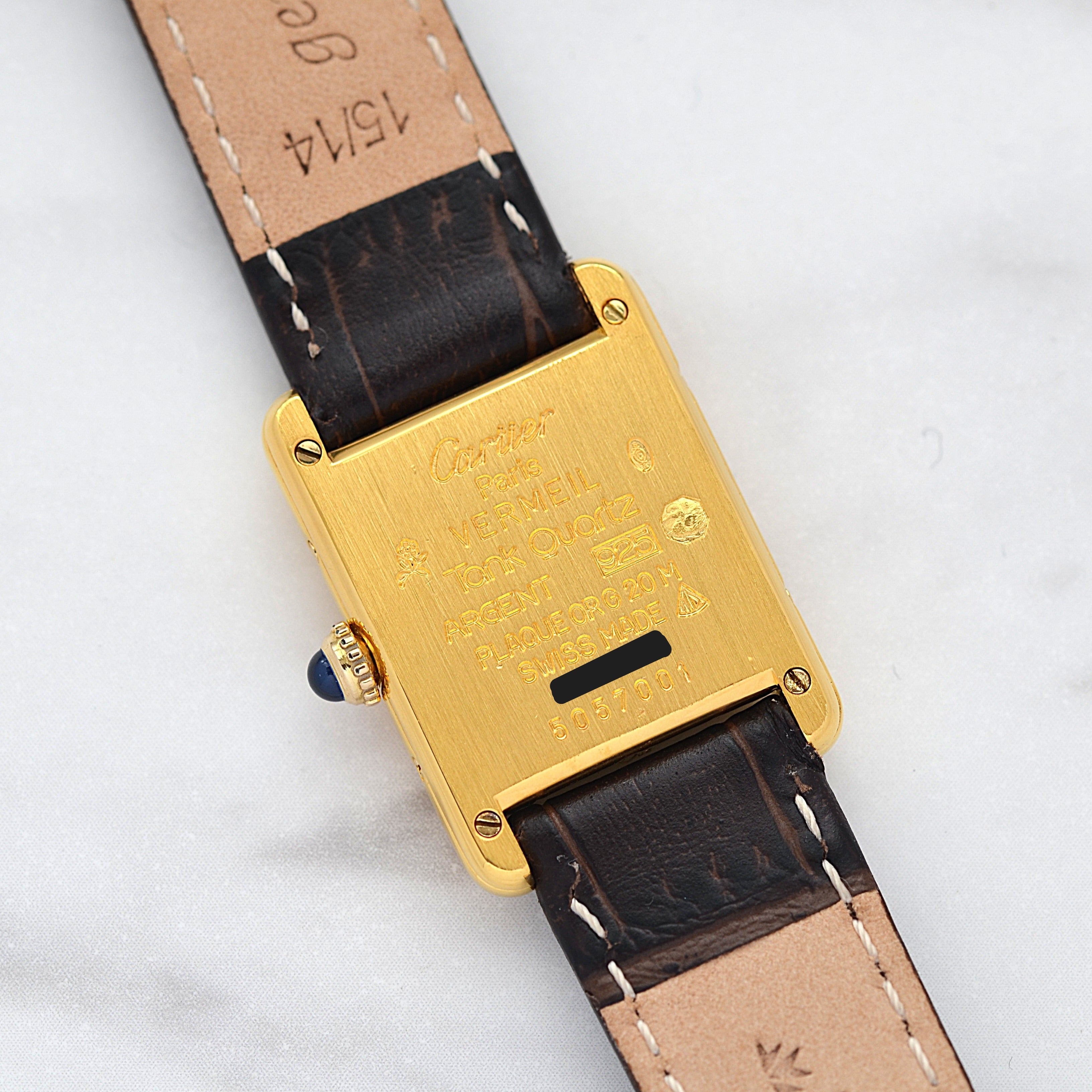 【Cartier】カルティエ マストタンクSM 縦ローマ SWISS MADE 表記 純正尾錠付き