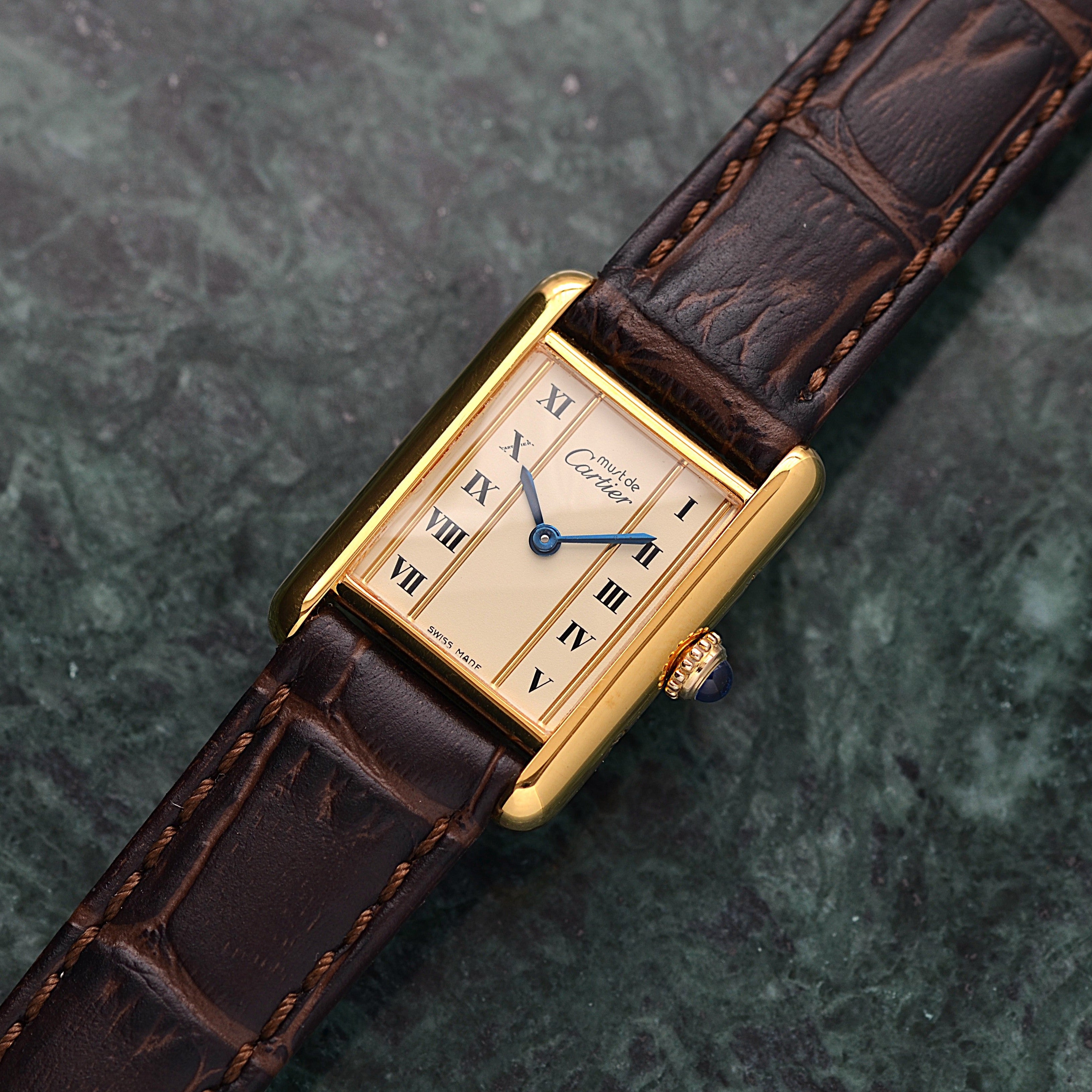 【Cartier】カルティエ マストタンクSM 縦ローマ SWISS MADE 表記 純正尾錠付き