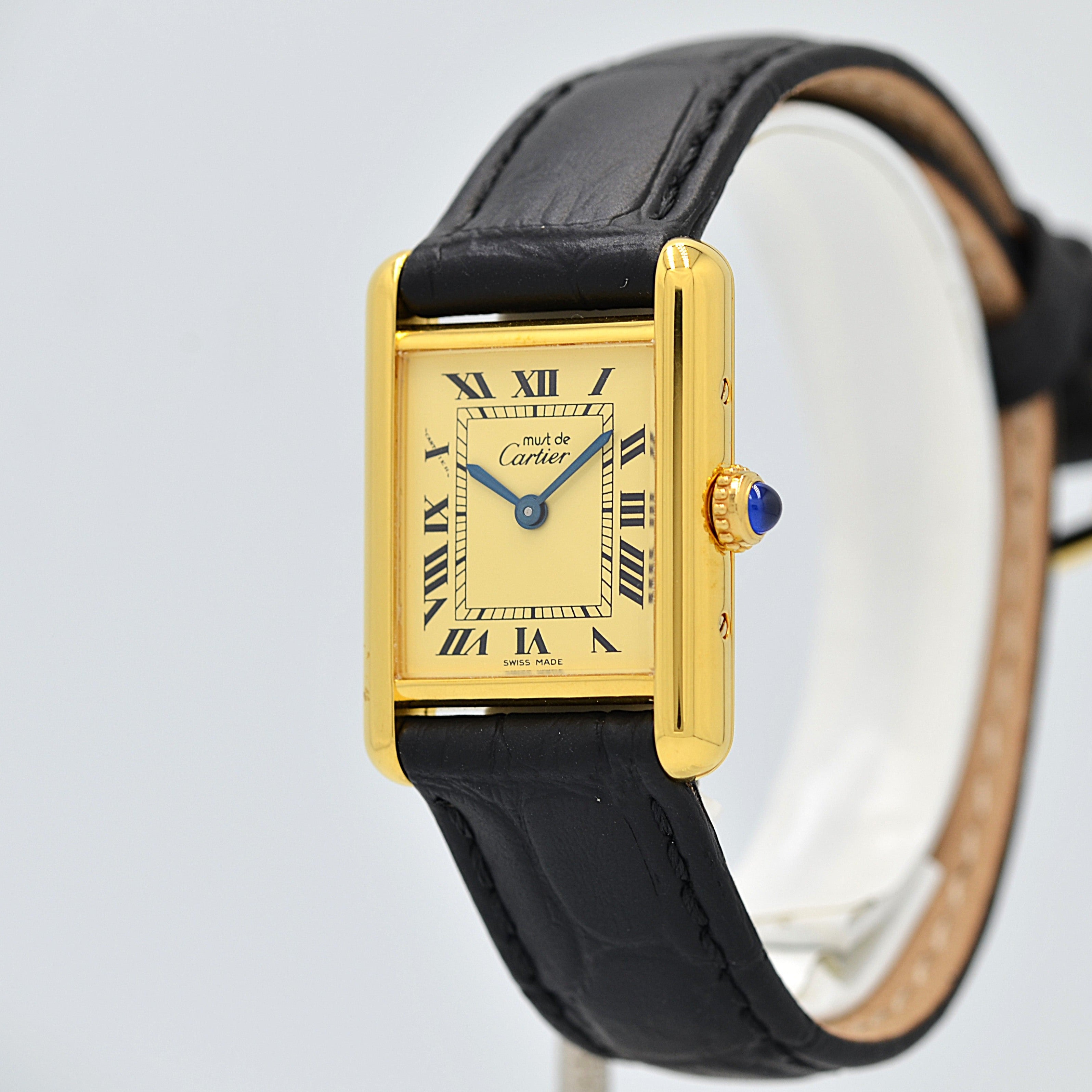 【Cartier】カルティエ マストタンクSM アイボリーローマ SWISS MADE 表記 純正尾錠付き