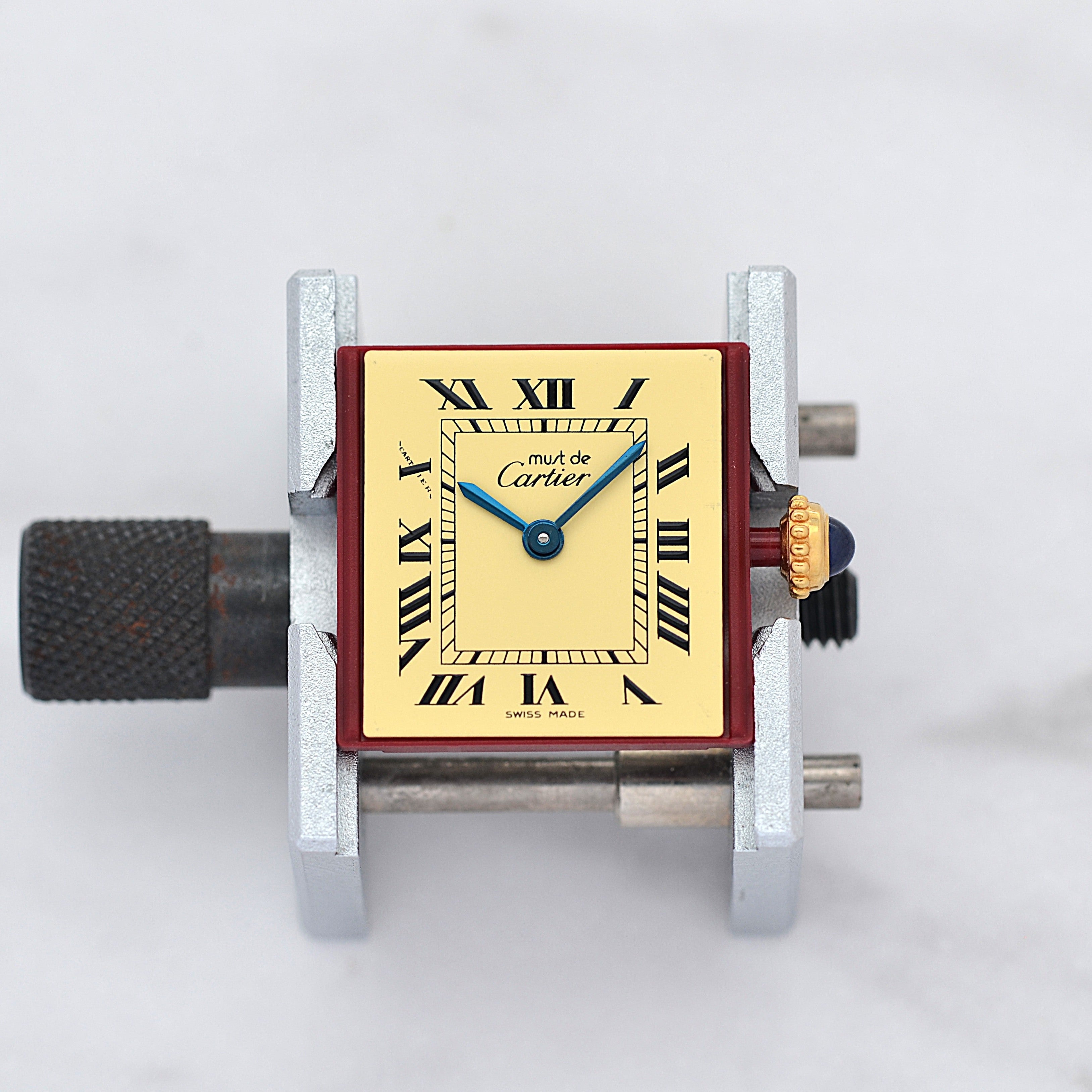 【Cartier】カルティエ マストタンクSM アイボリーローマ SWISS MADE 表記 純正尾錠付き