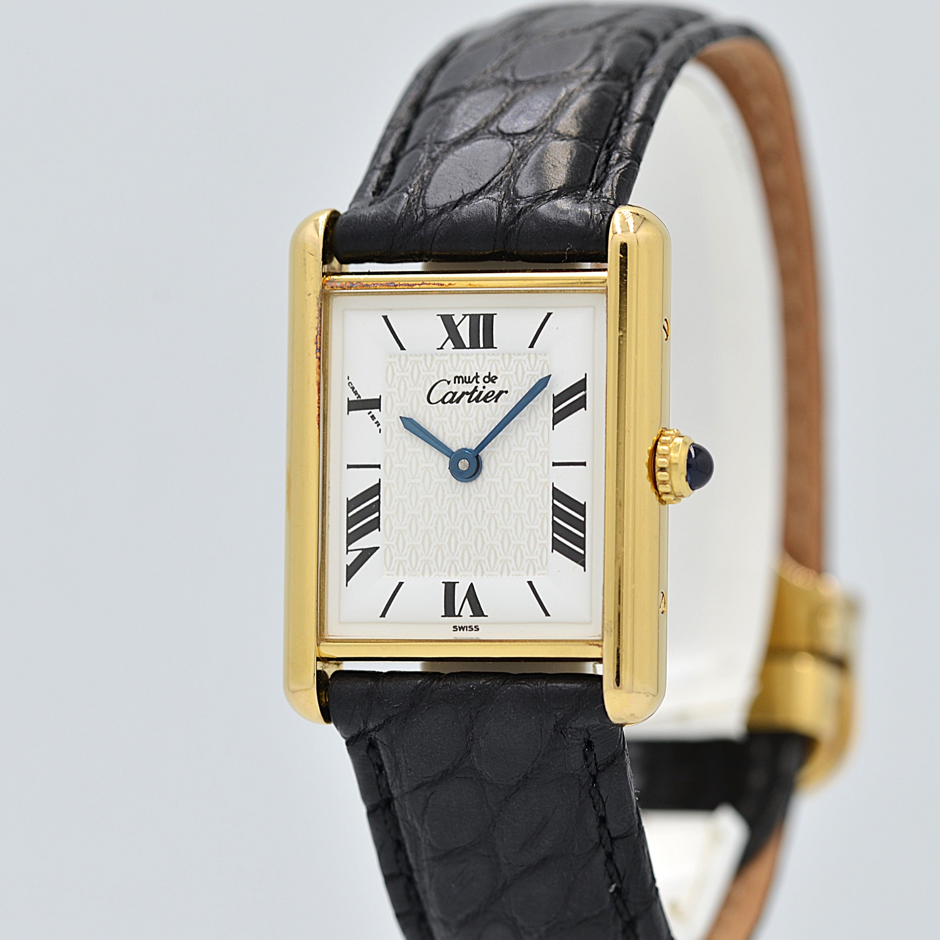 【Cartier】カルティエ マストタンク LM飛びローマ 純正Dバックル付き 付属品完備