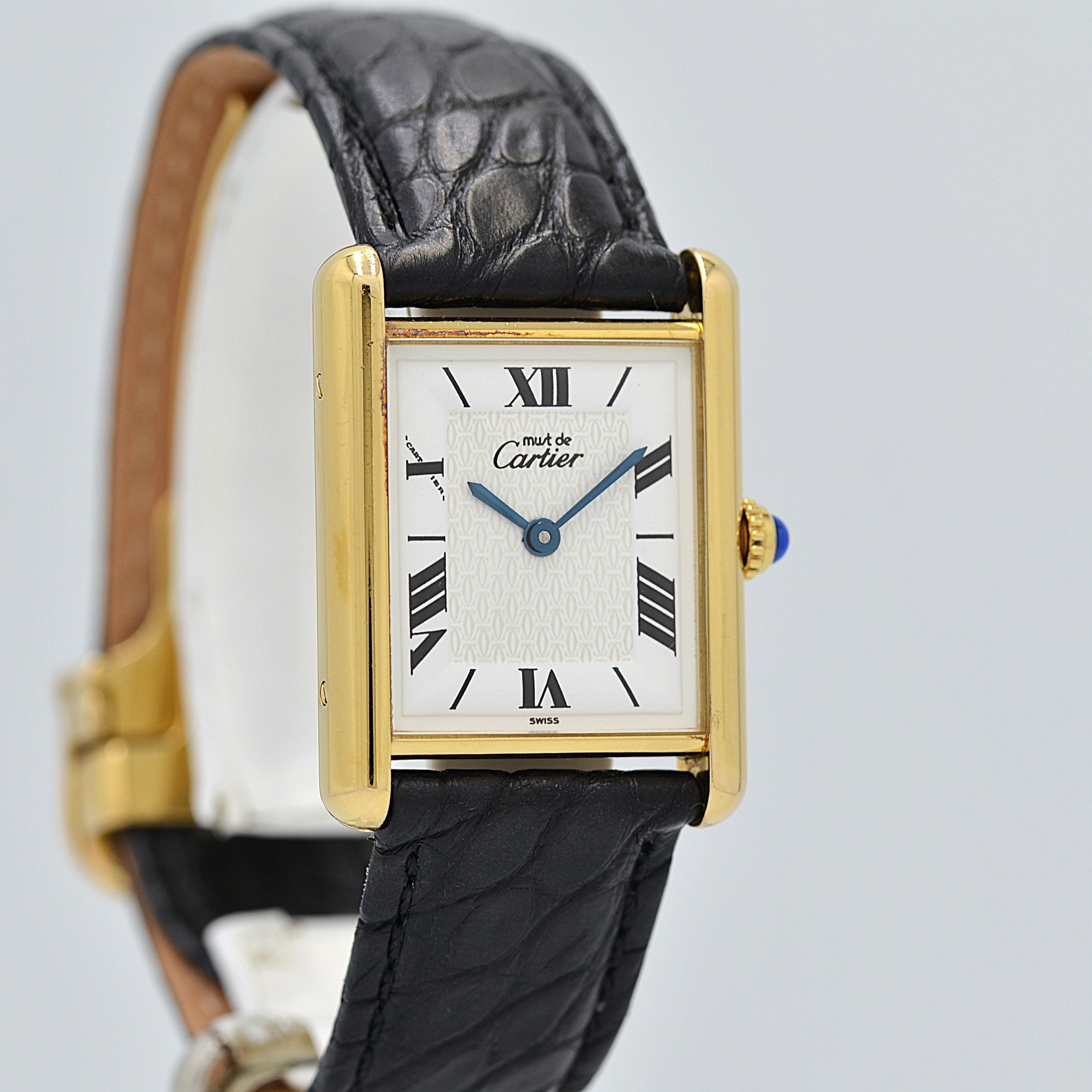 【Cartier】カルティエ マストタンク LM飛びローマ 純正Dバックル付き 付属品完備