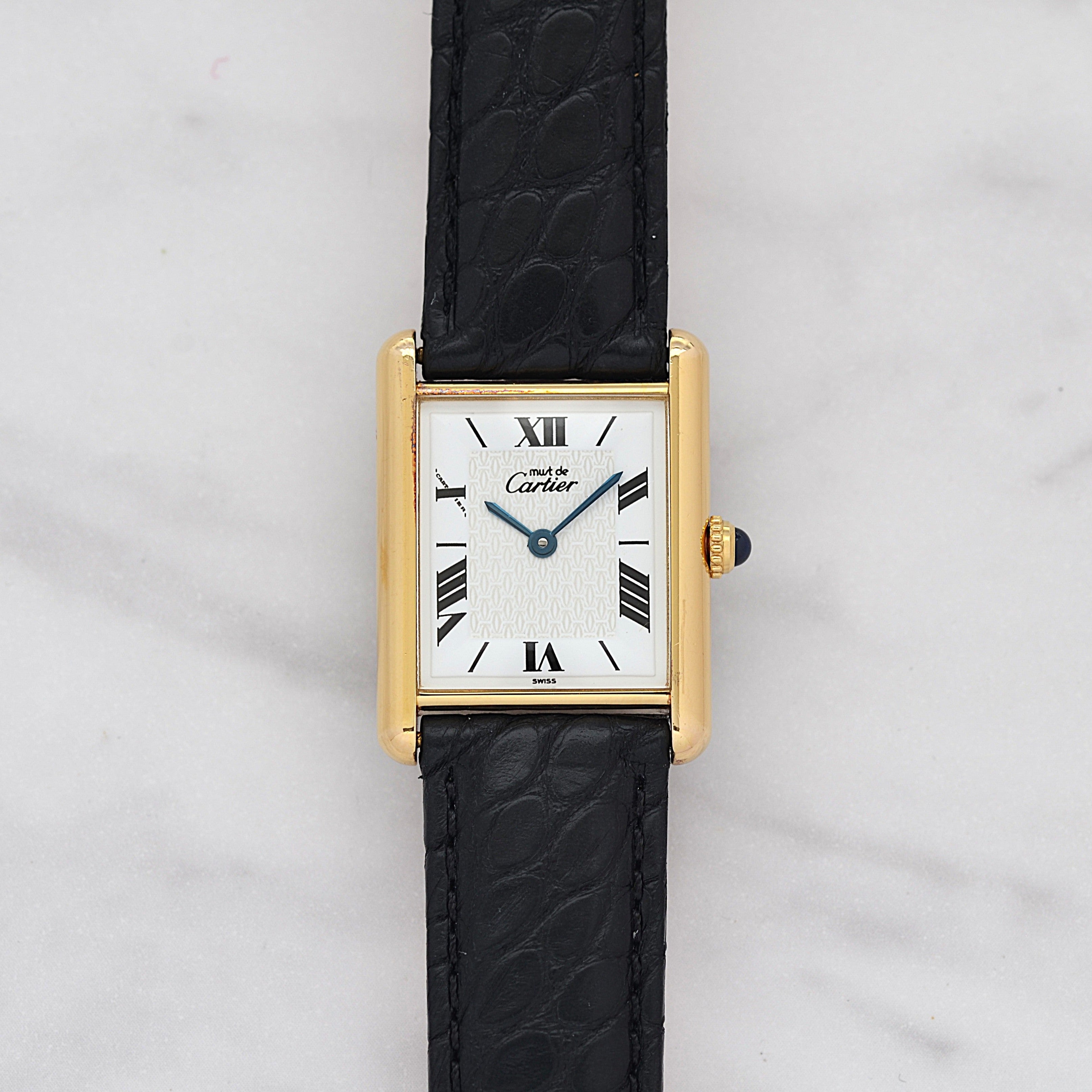 【Cartier】カルティエ マストタンク LM飛びローマ 純正Dバックル付き 付属品完備