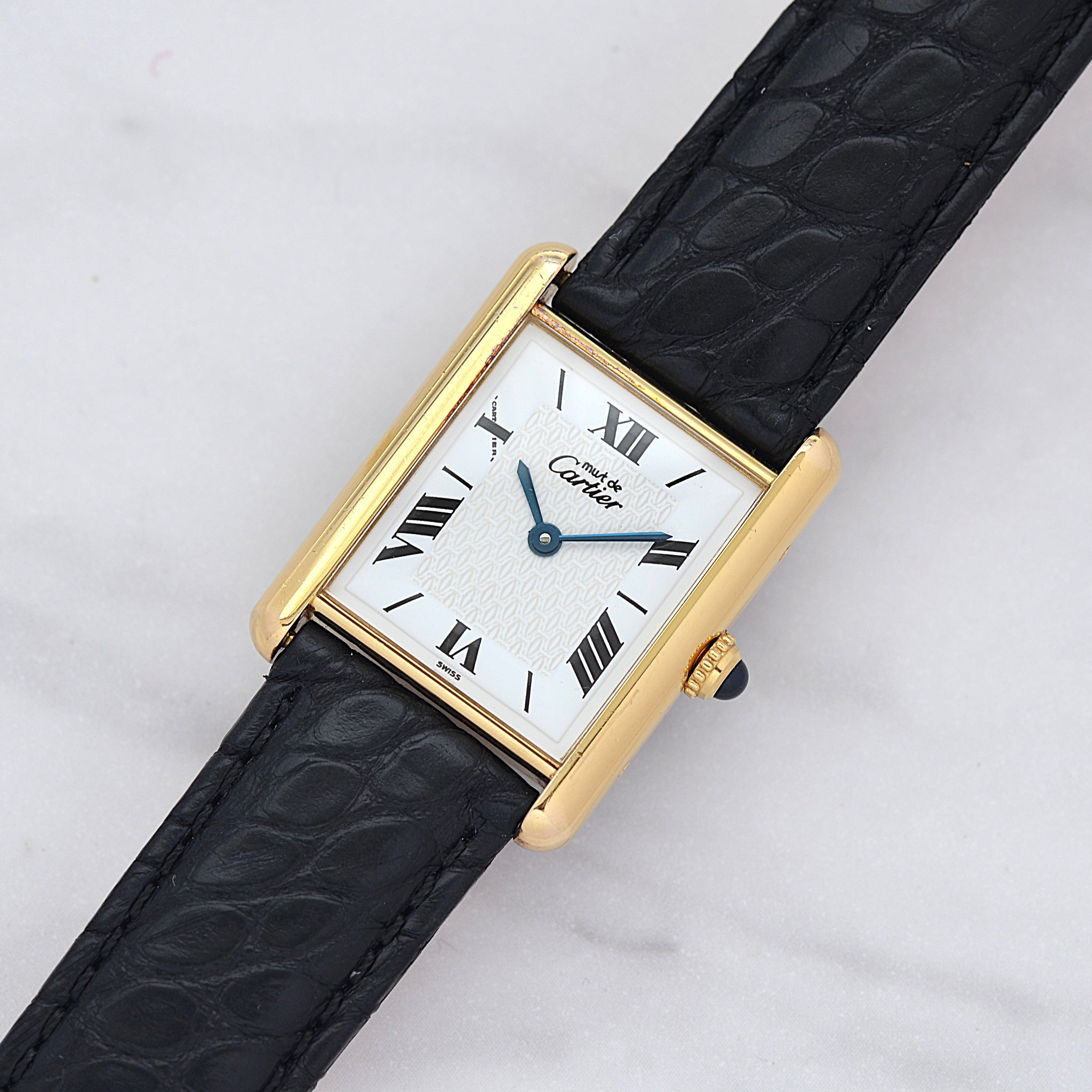 【Cartier】カルティエ マストタンク LM飛びローマ 純正Dバックル付き 付属品完備