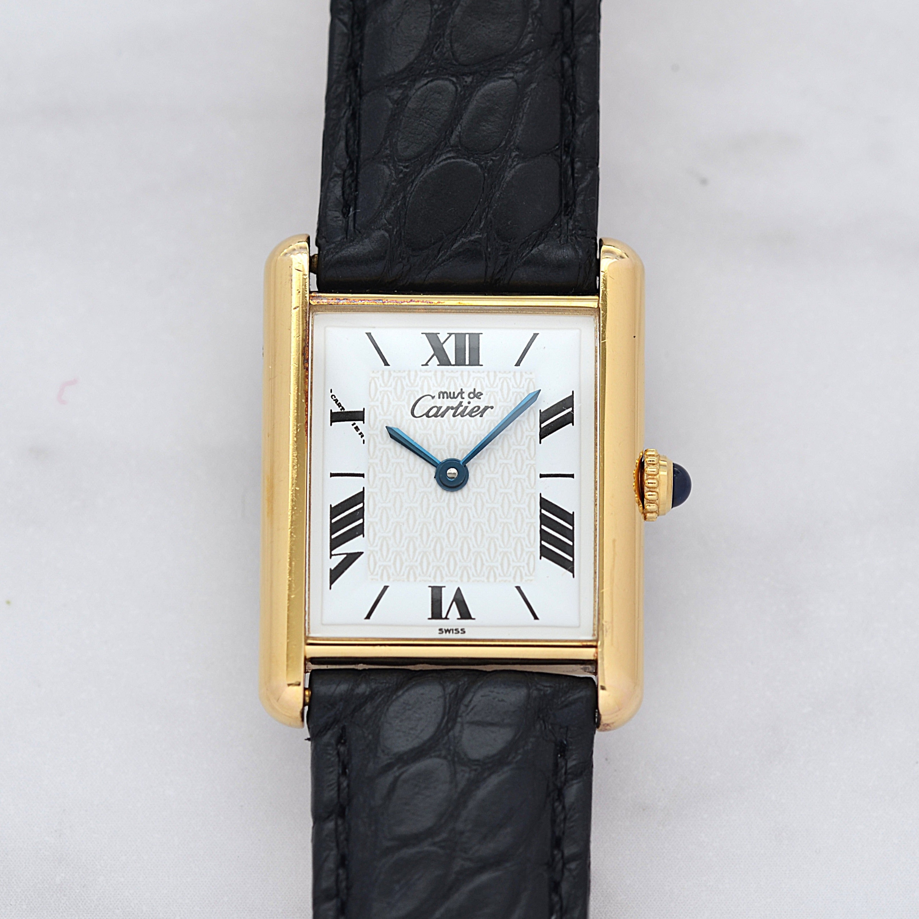 【Cartier】カルティエ マストタンク LM飛びローマ 純正Dバックル付き 付属品完備