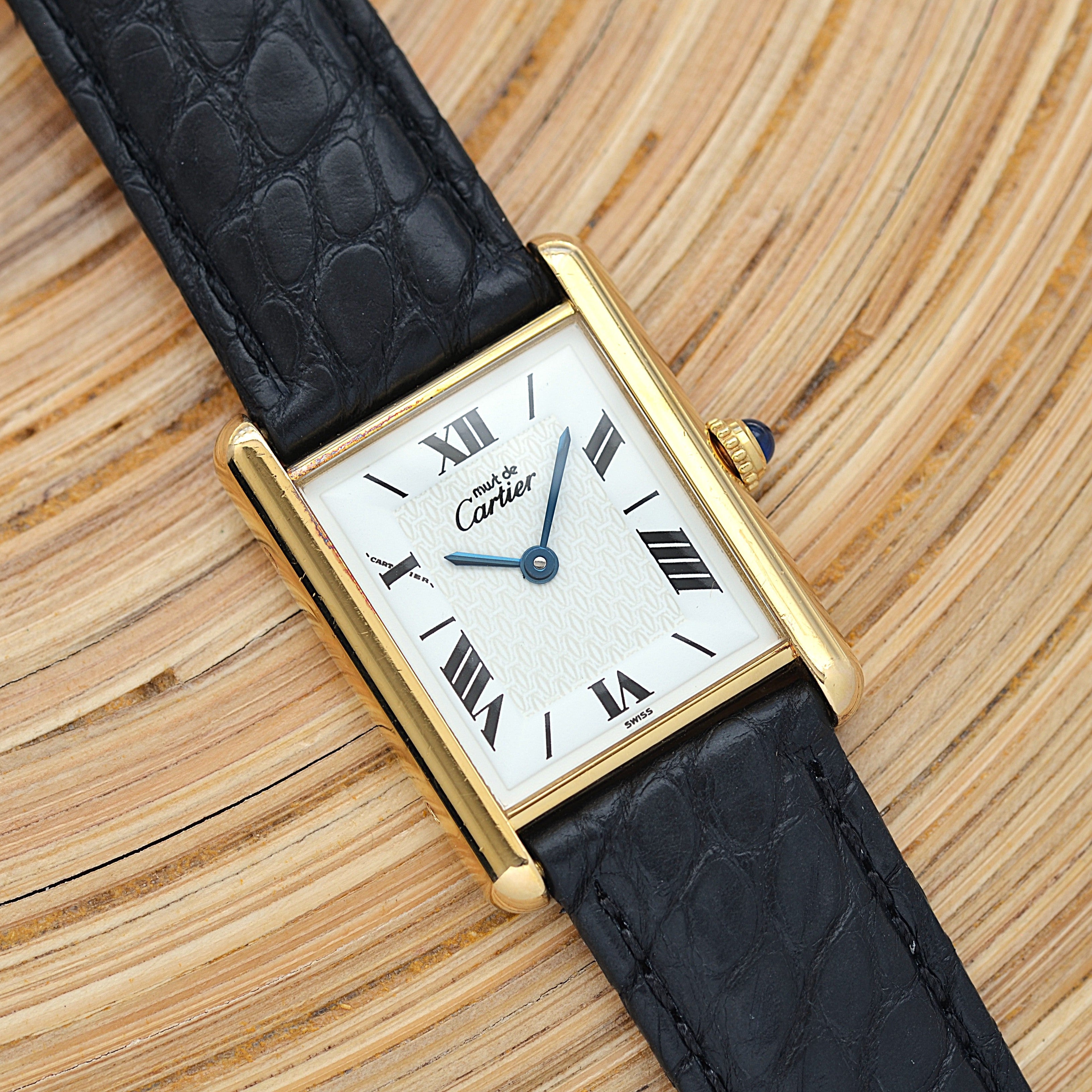 【Cartier】カルティエ マストタンク LM飛びローマ 純正Dバックル付き 付属品完備