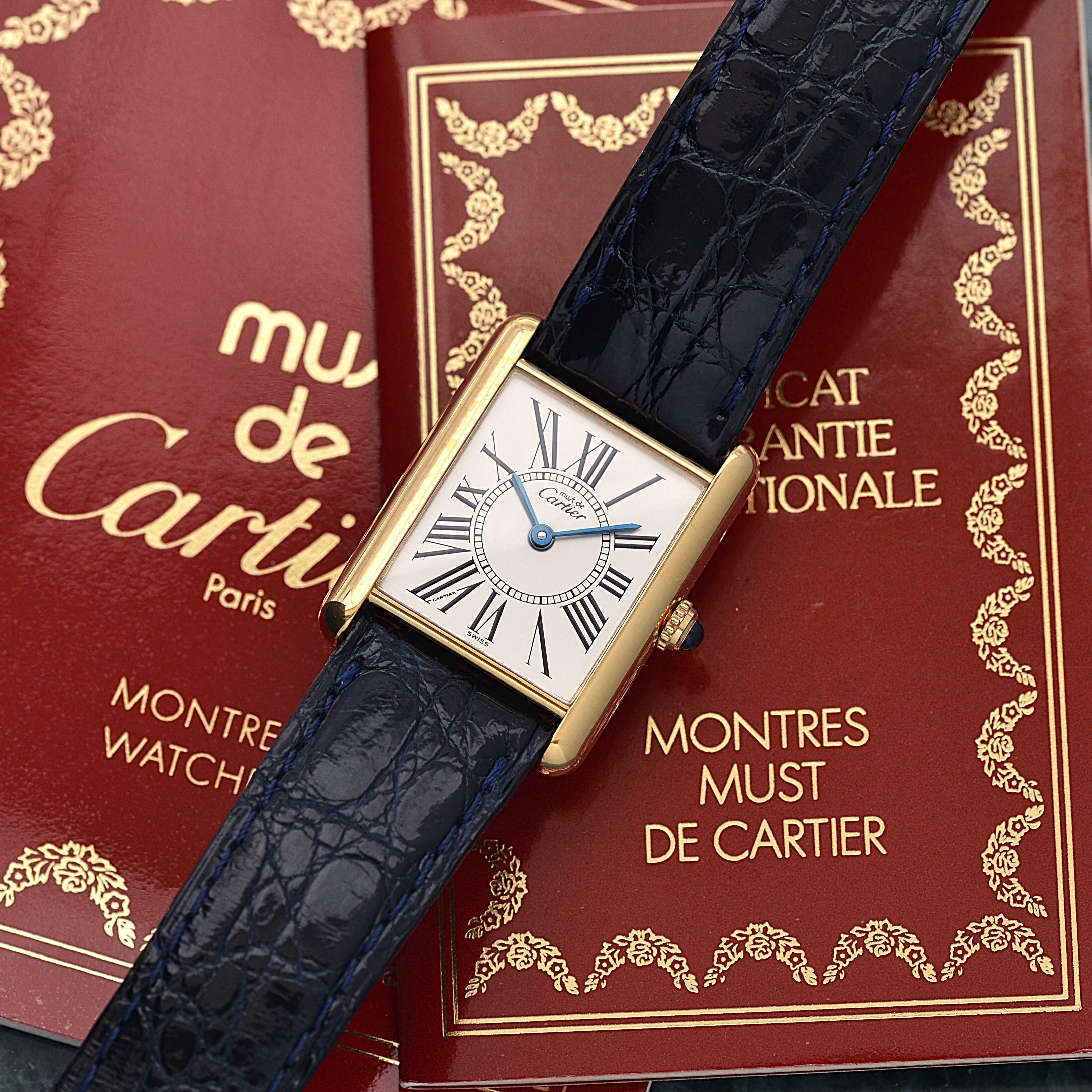 【Cartier】カルティエ マストタンクLM オパラン 純正Dバックル付き 付属品完備