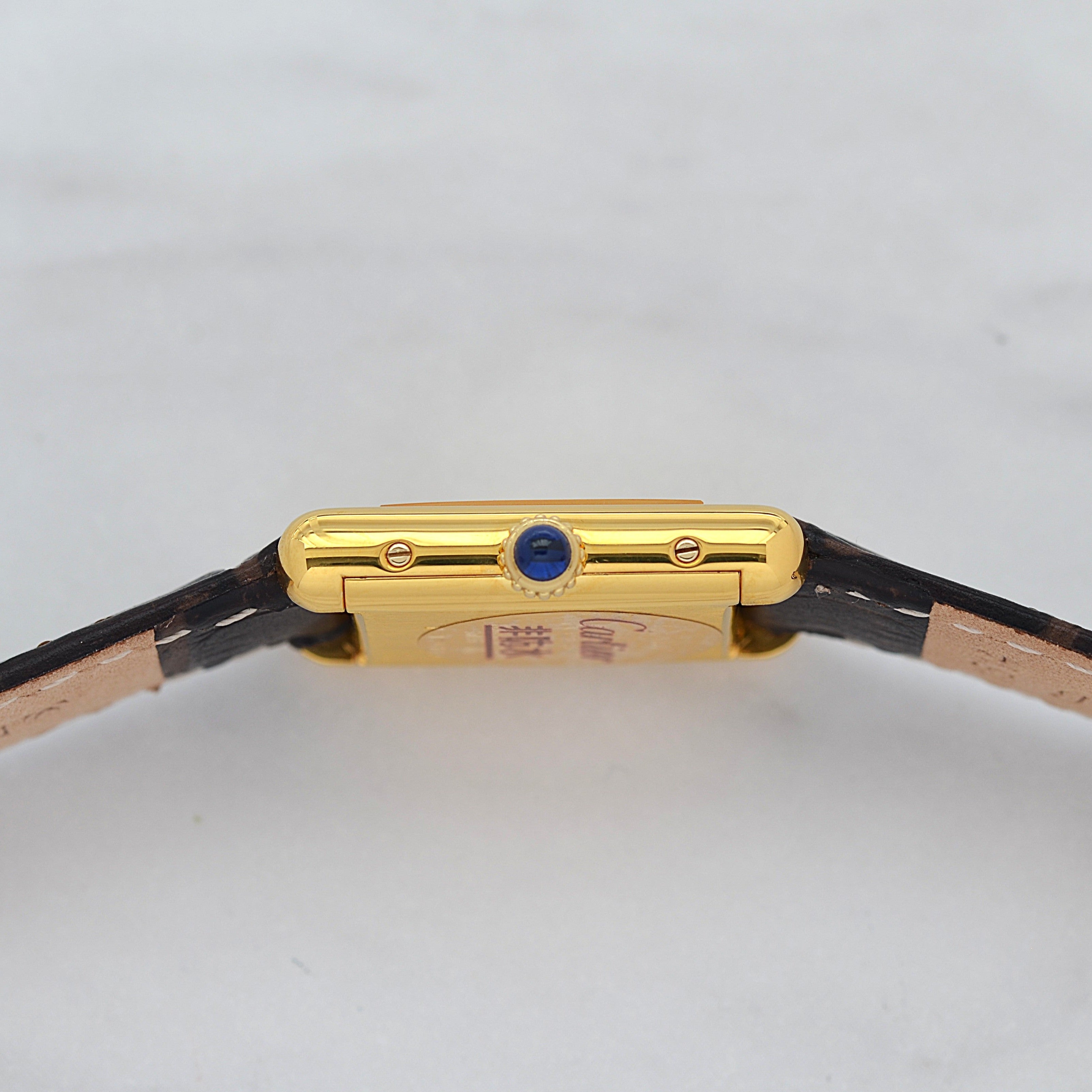 【Cartier】カルティエ マストタンクSM 手巻きアイボリーローマ 永久保証書付き