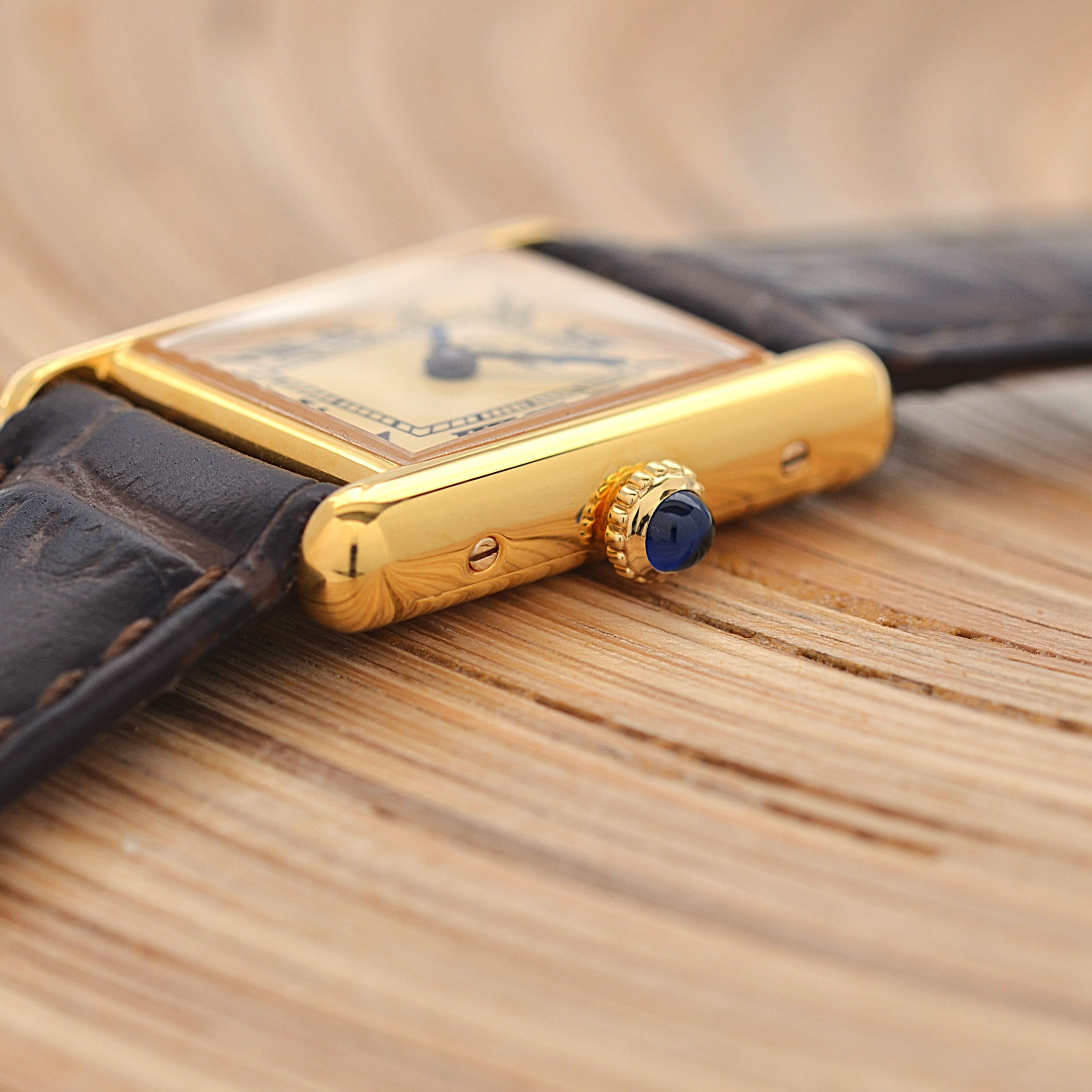 【Cartier】カルティエ マストタンクSM 手巻きアイボリーローマ 永久保証書付き