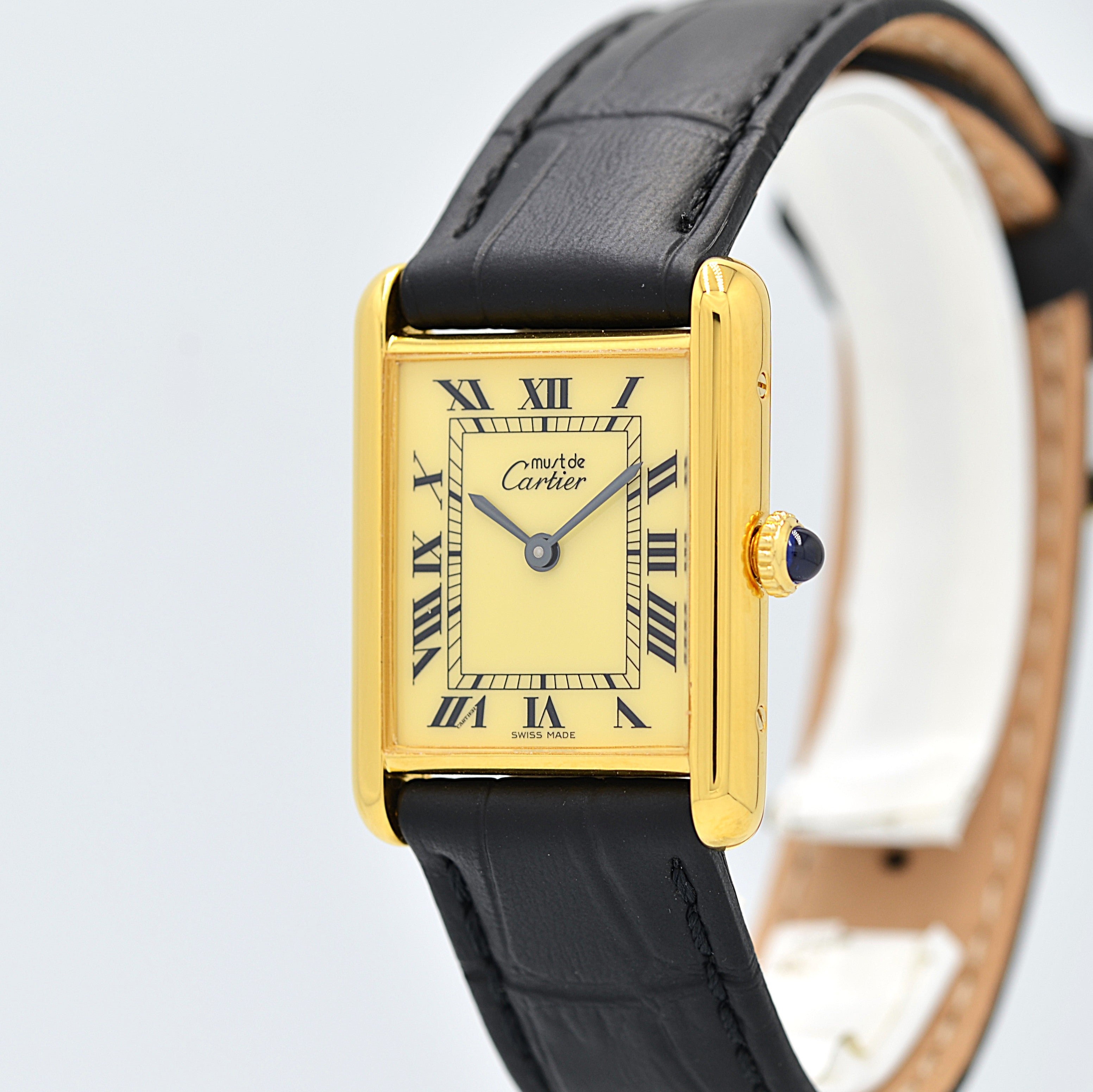 【Cartier】カルティエ マストタンクLM アイボリーローマ 手巻き 永久保証書付き