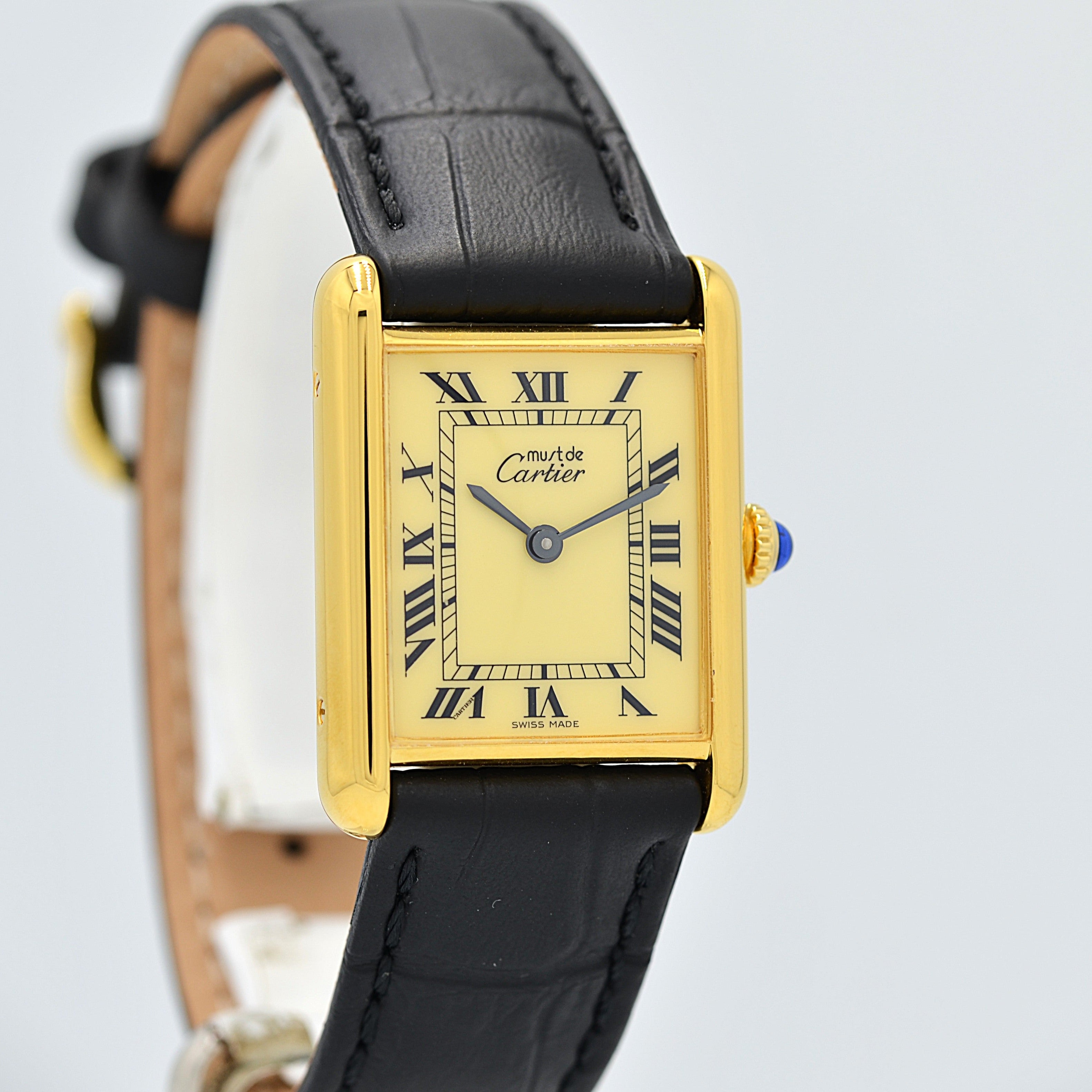 【Cartier】カルティエ マストタンクLM アイボリーローマ 手巻き 永久保証書付き