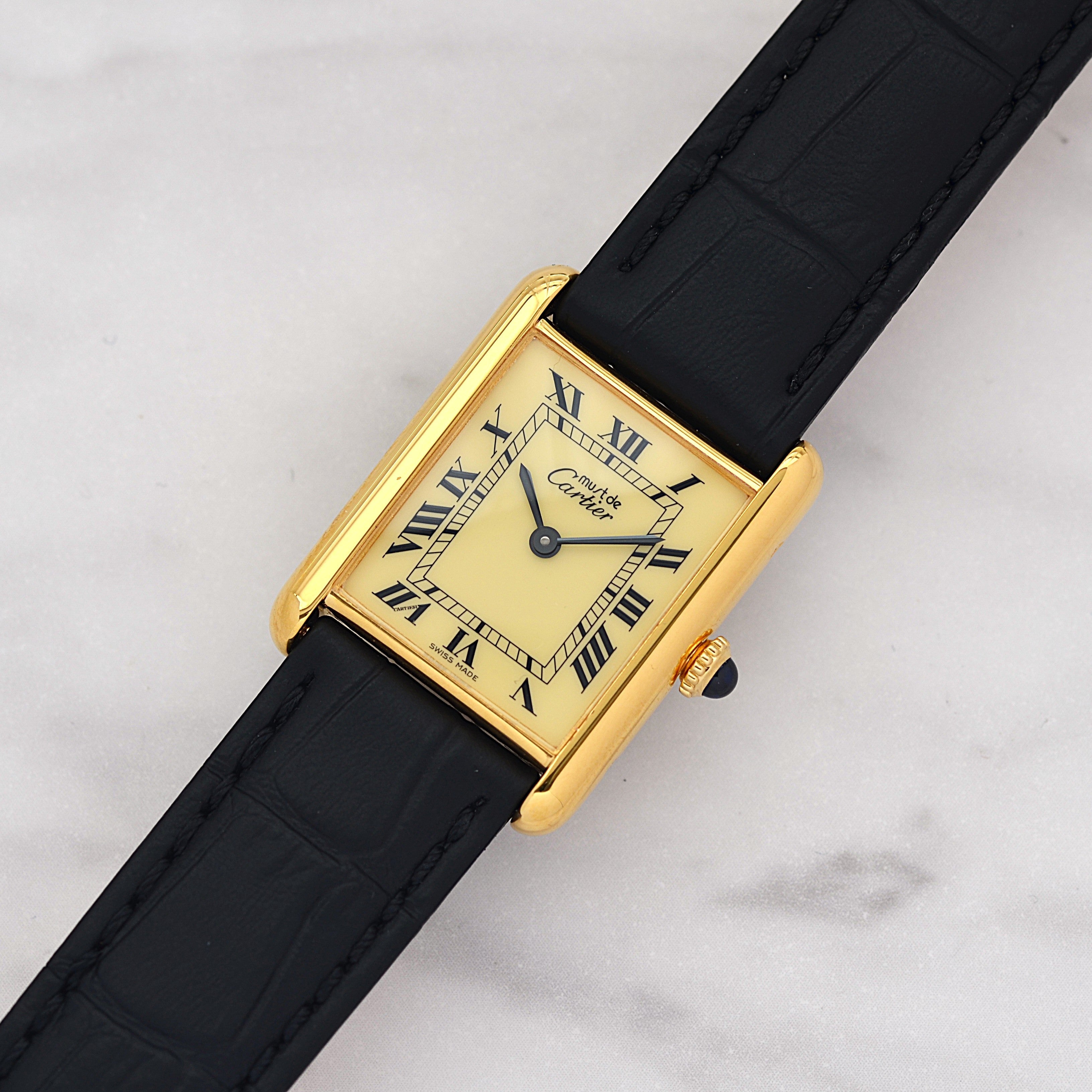 【Cartier】カルティエ マストタンクLM アイボリーローマ 手巻き 永久保証書付き