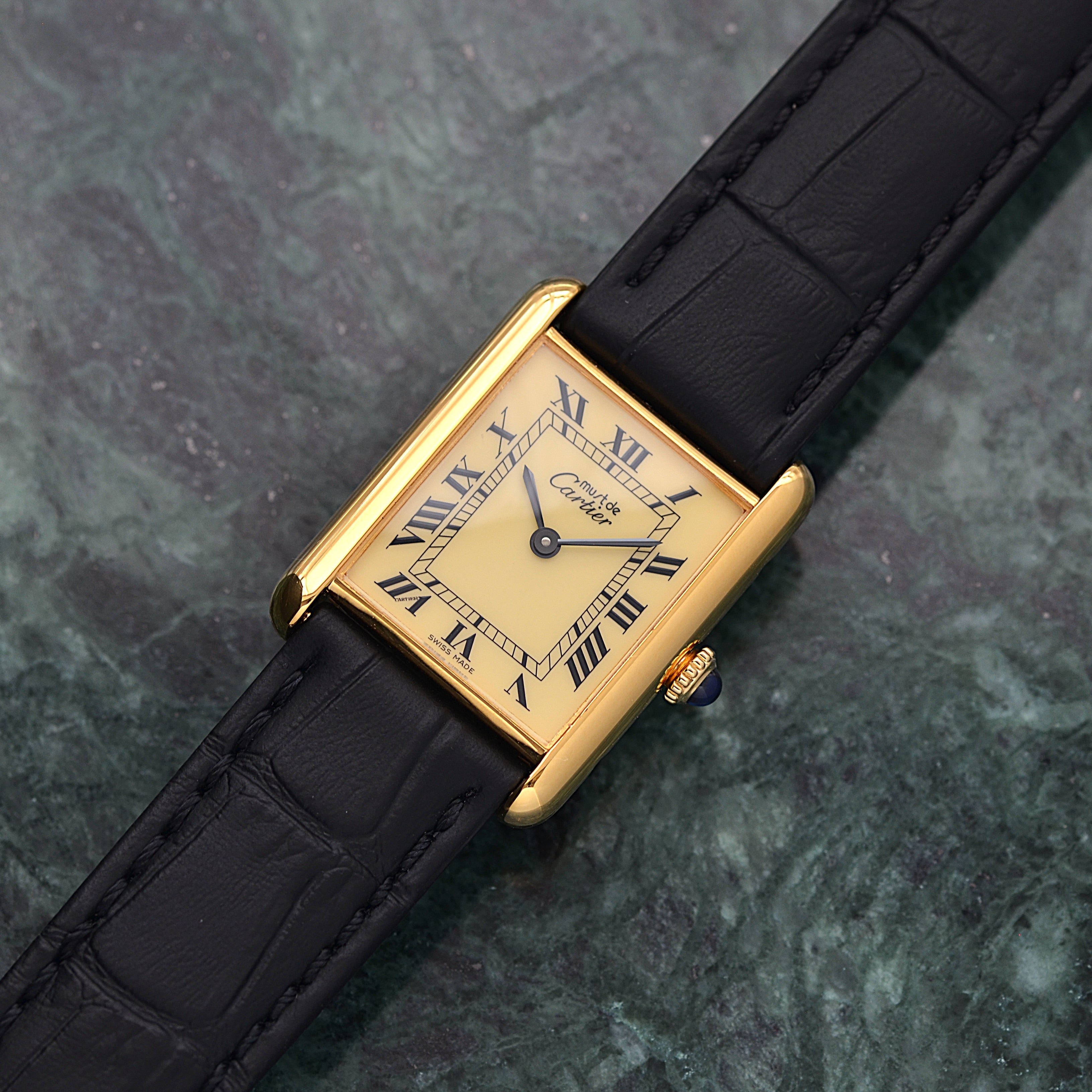 【Cartier】カルティエ マストタンクLM アイボリーローマ 手巻き 永久保証書付き