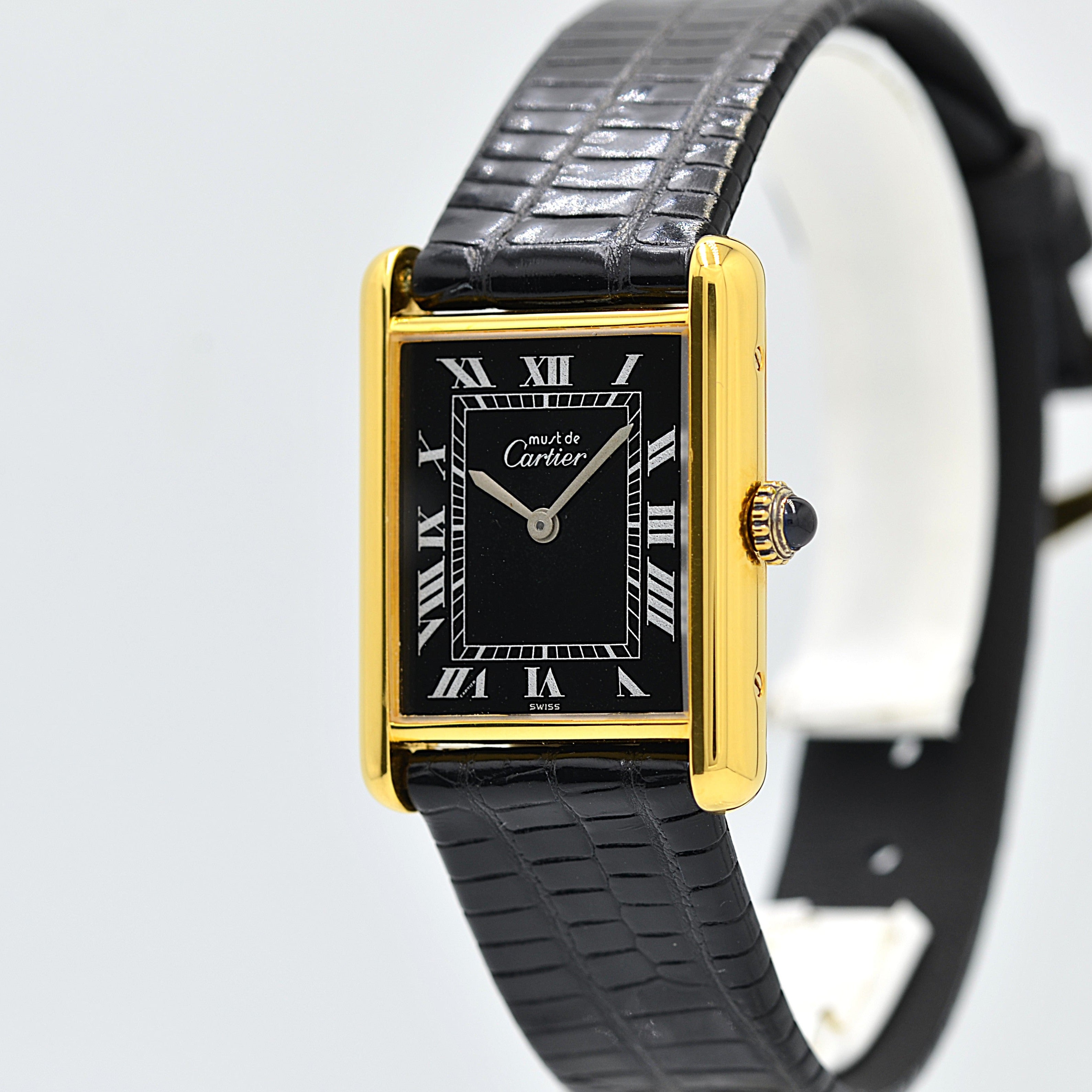【Cartier】カルティエ マストタンクLM ブラックローマ 手巻き 純正尾錠付き