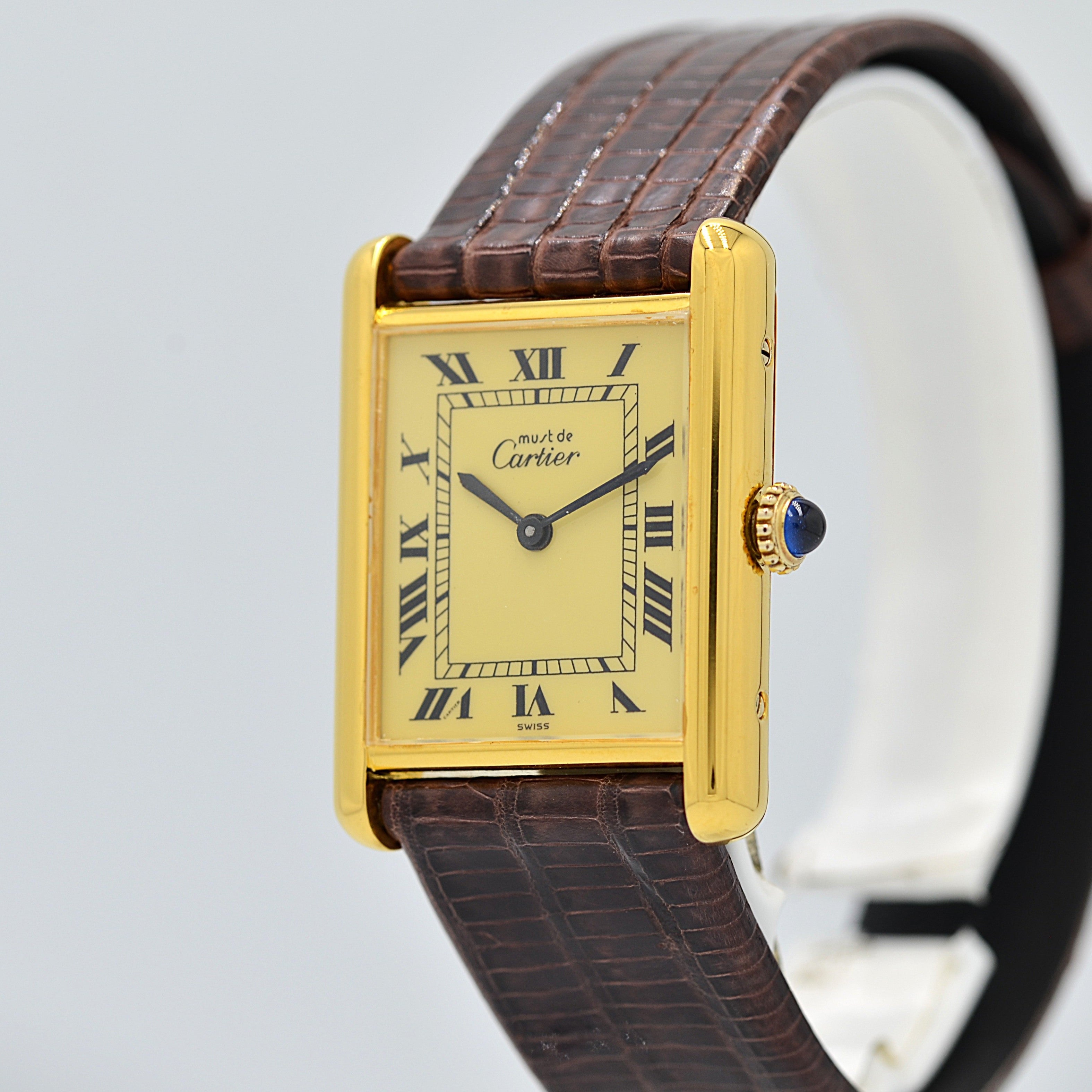 【Cartier】カルティエ マストタンクLM アイボリーローマ 手巻き 純正尾錠付き