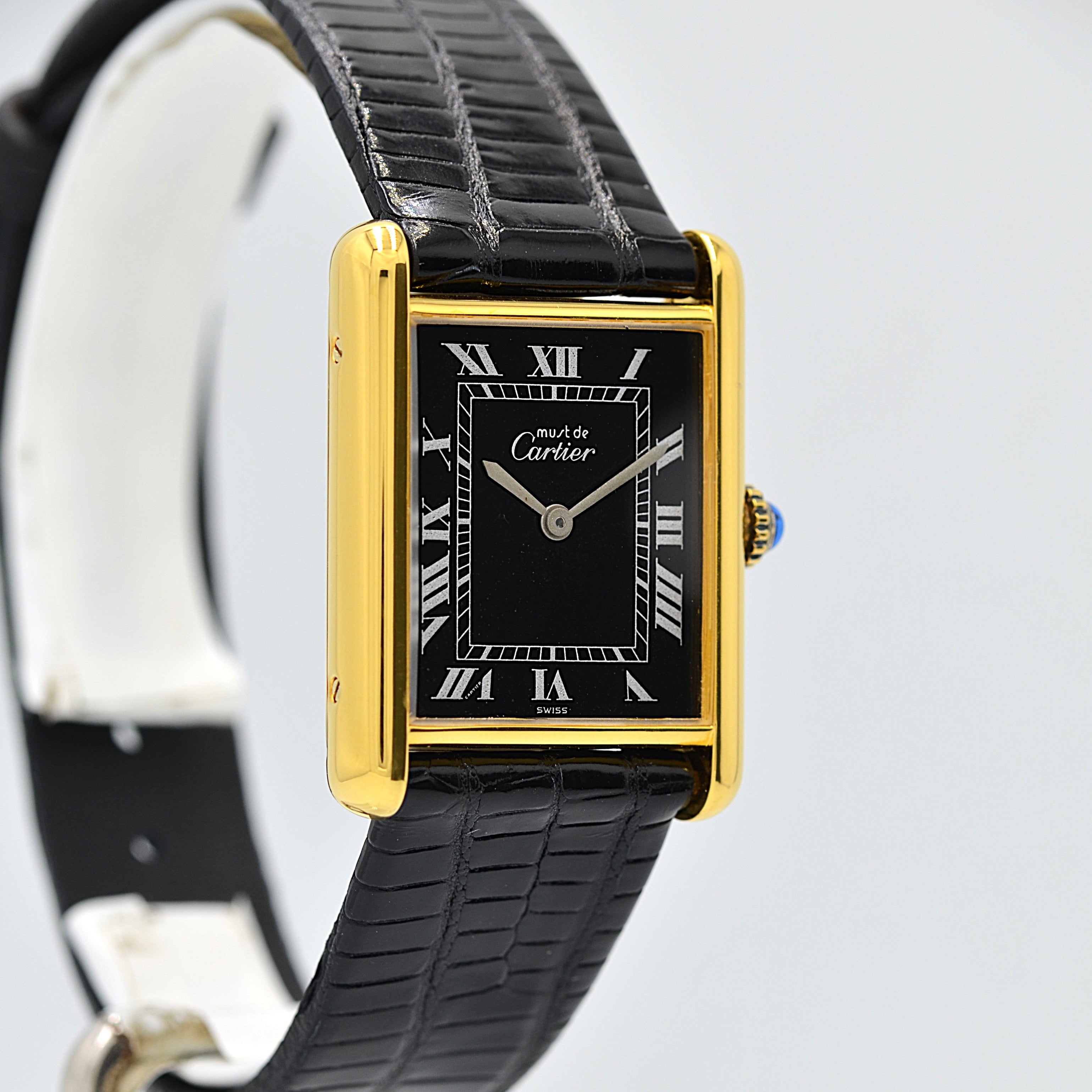 【Cartier】カルティエ マストタンクLM ブラックローマ 手巻き 純正尾錠付き