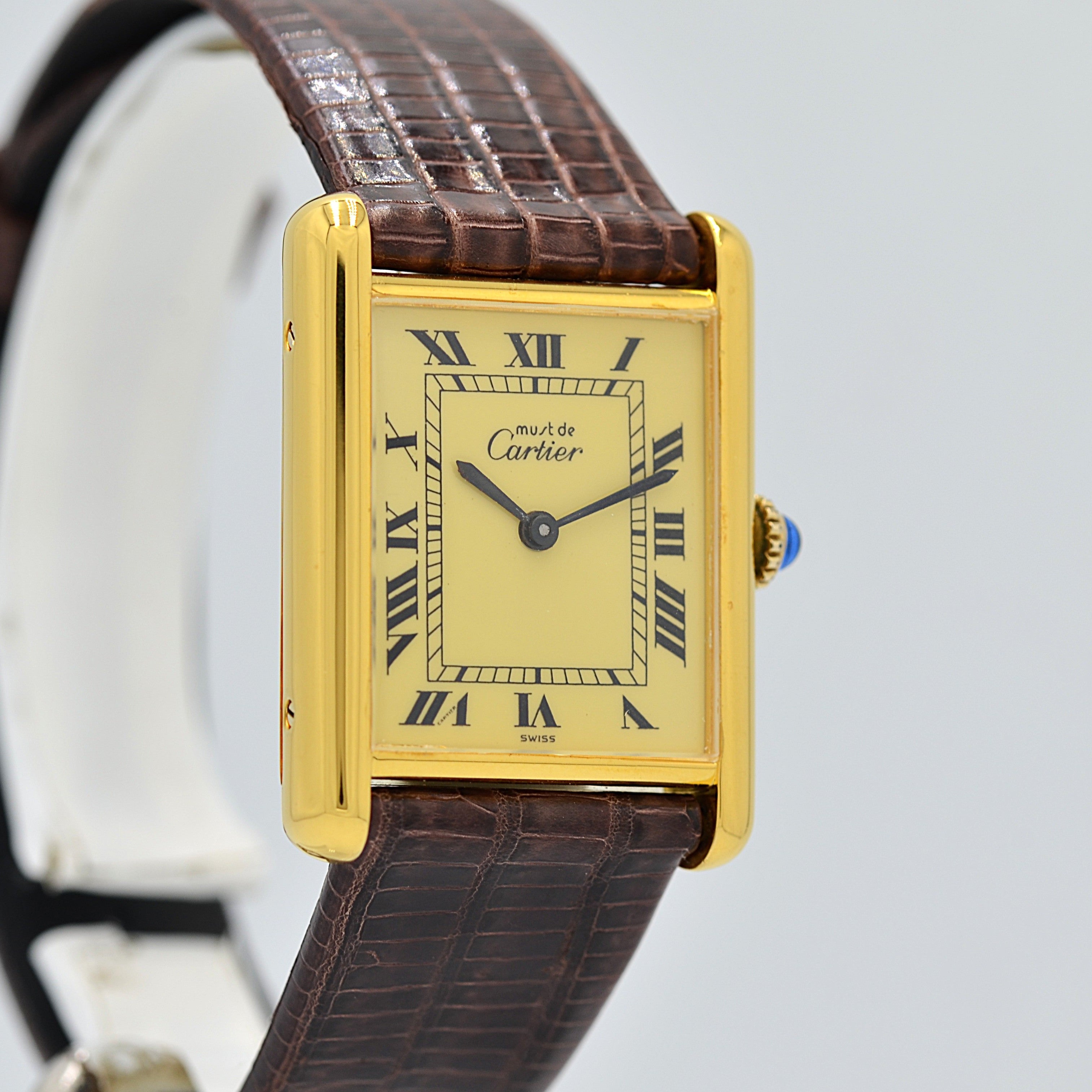 【Cartier】カルティエ マストタンクLM アイボリーローマ 手巻き 純正尾錠付き