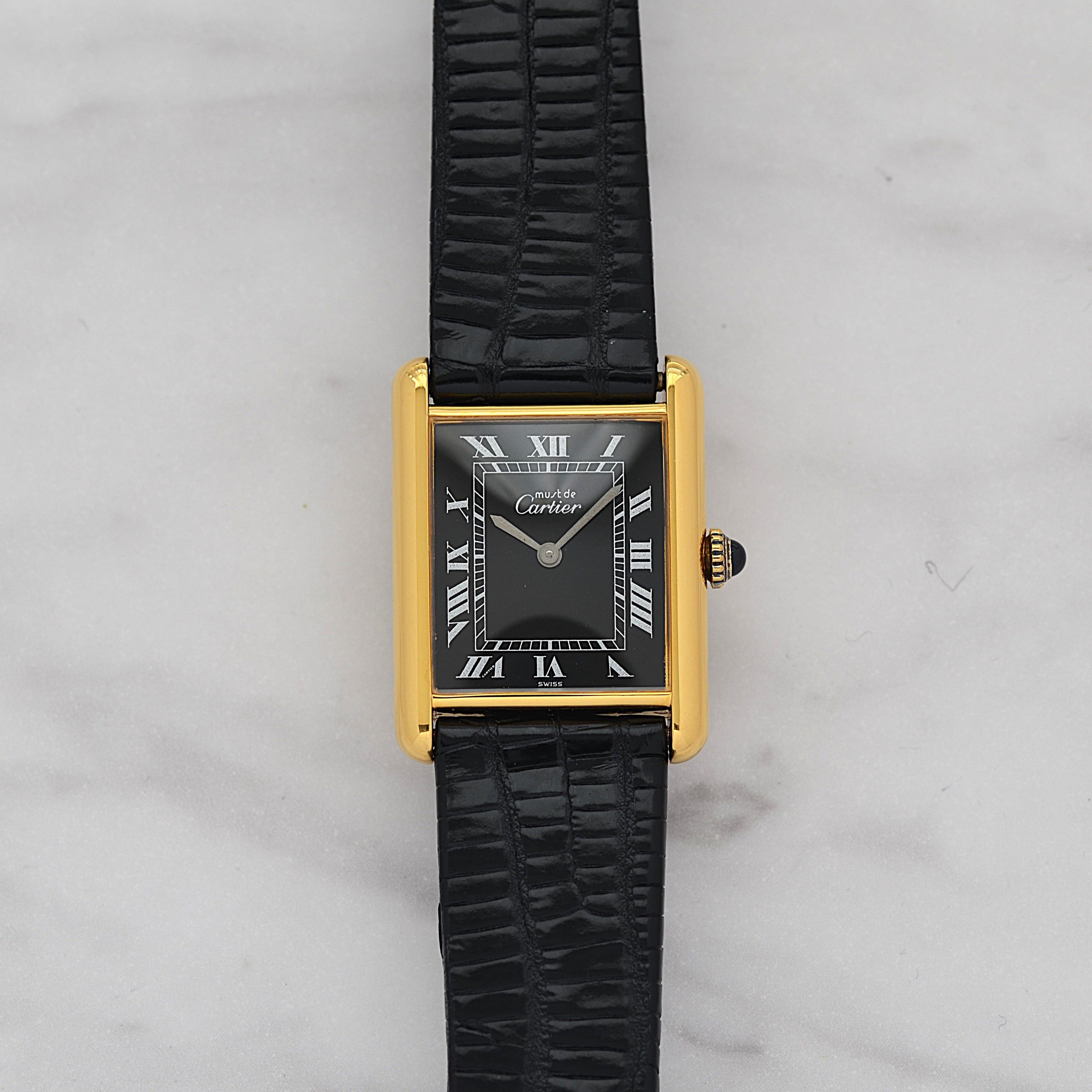 【Cartier】カルティエ マストタンクLM ブラックローマ 手巻き 純正尾錠付き