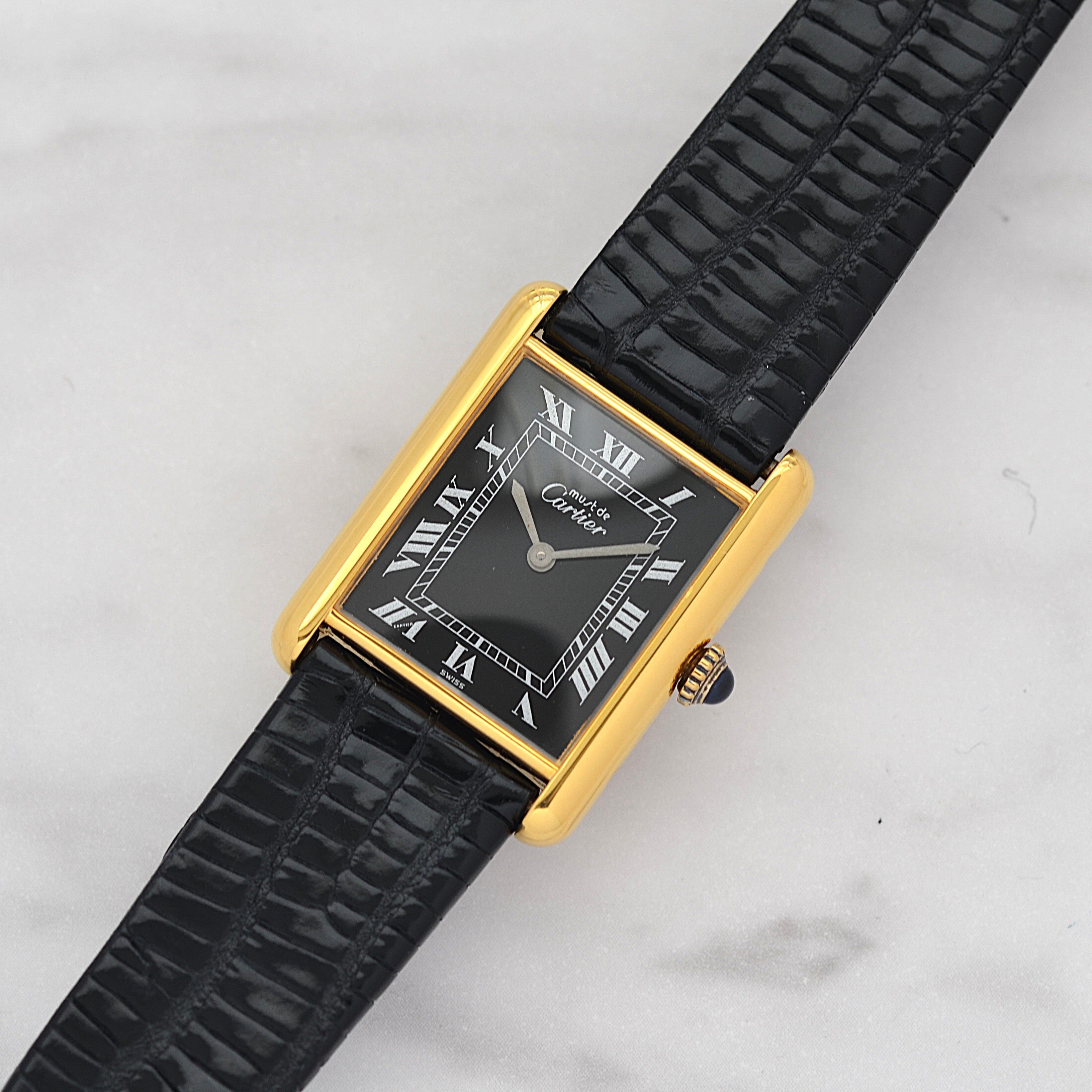 【Cartier】カルティエ マストタンクLM ブラックローマ 手巻き 純正尾錠付き