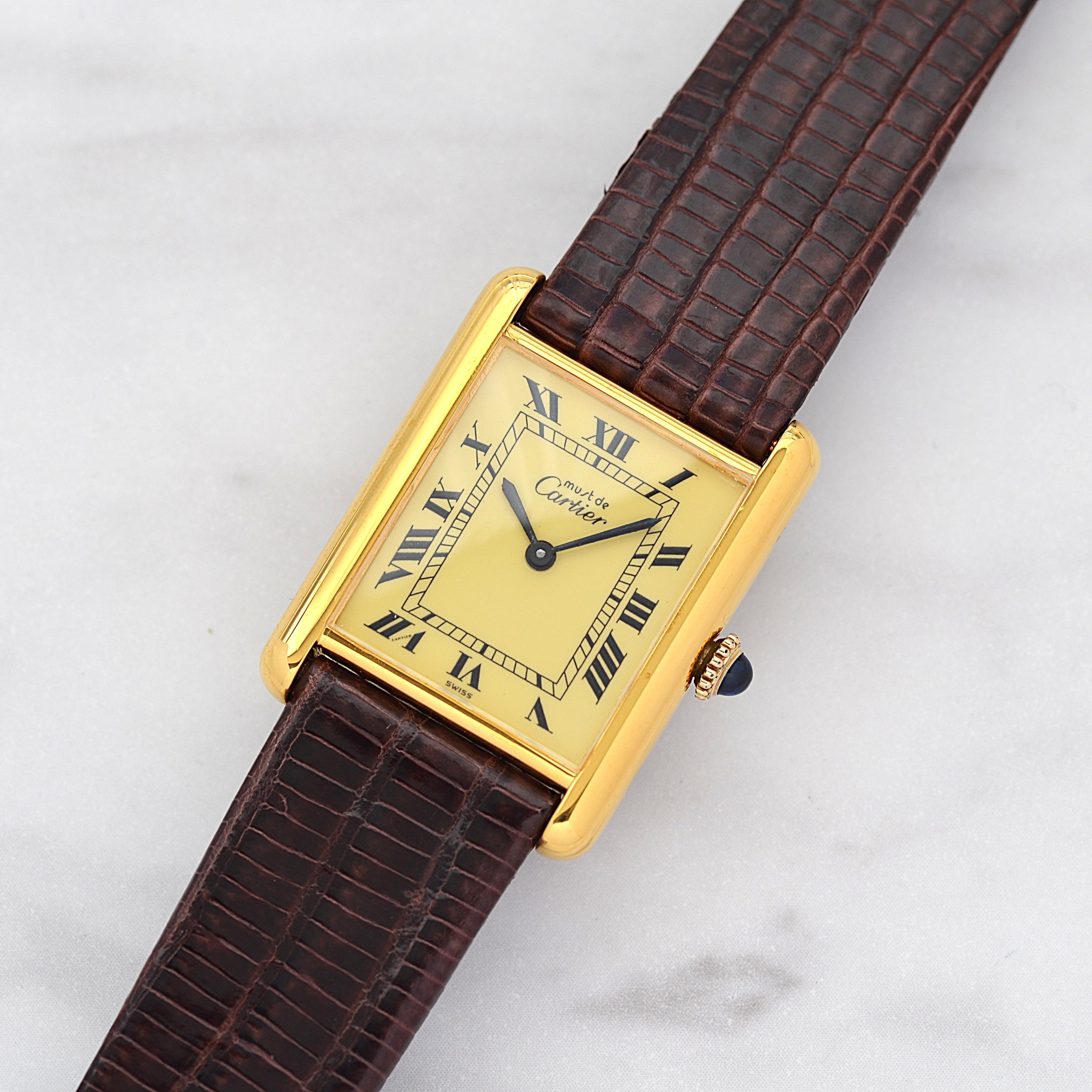 【Cartier】カルティエ マストタンクLM アイボリーローマ 手巻き 純正尾錠付き