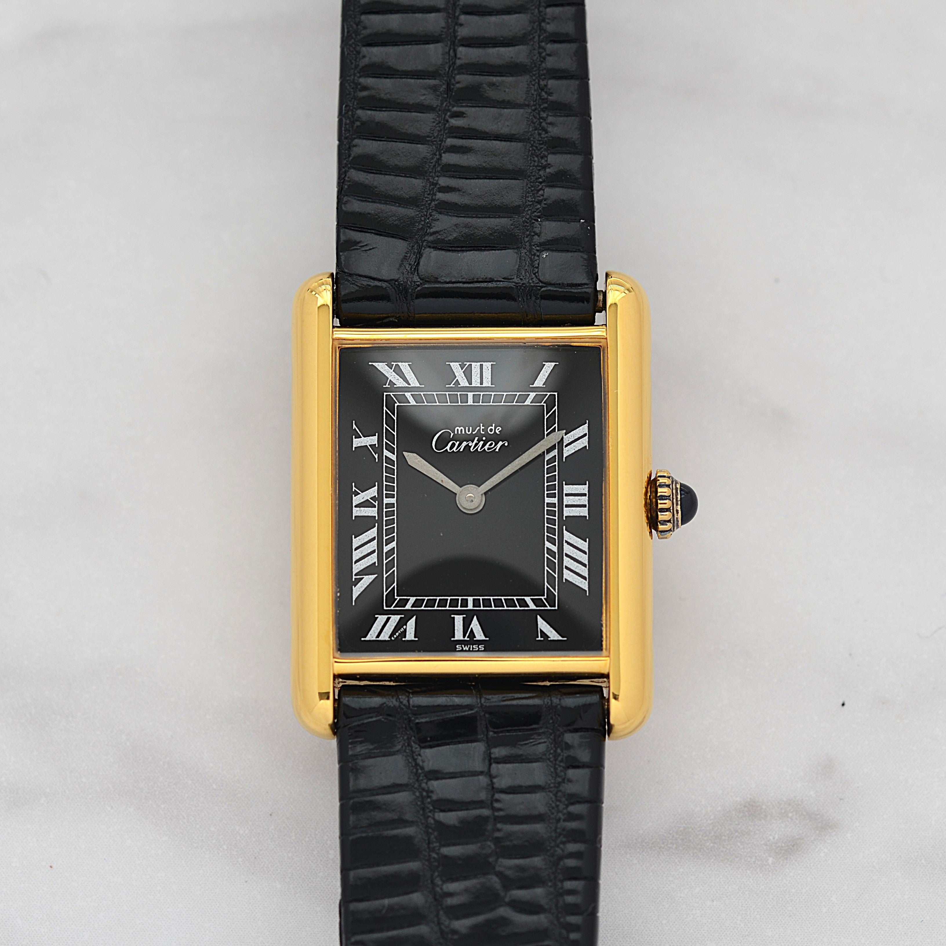 【Cartier】カルティエ マストタンクLM ブラックローマ 手巻き 純正尾錠付き