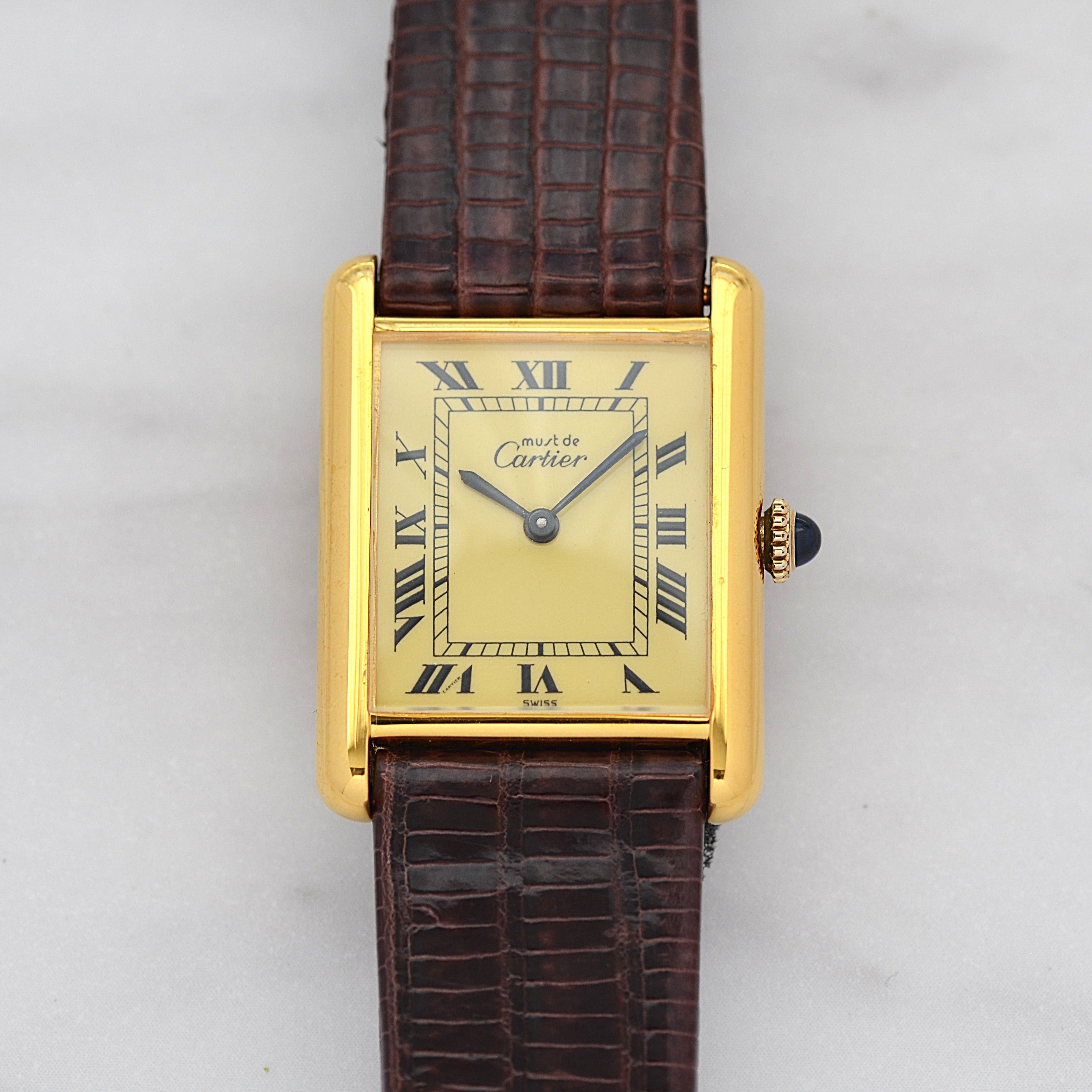 【Cartier】カルティエ マストタンクLM アイボリーローマ 手巻き 純正尾錠付き