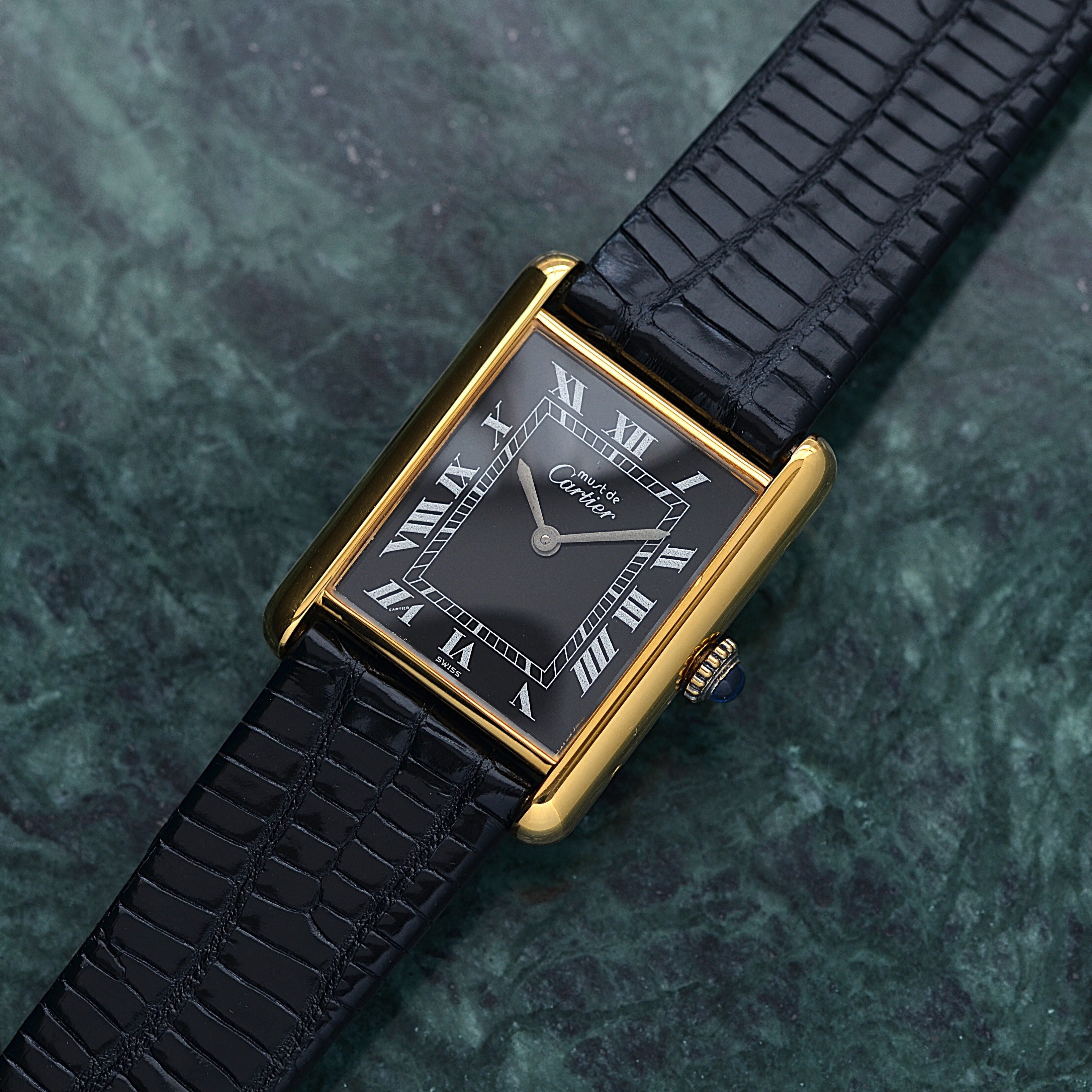 【Cartier】カルティエ マストタンクLM ブラックローマ 手巻き 純正尾錠付き