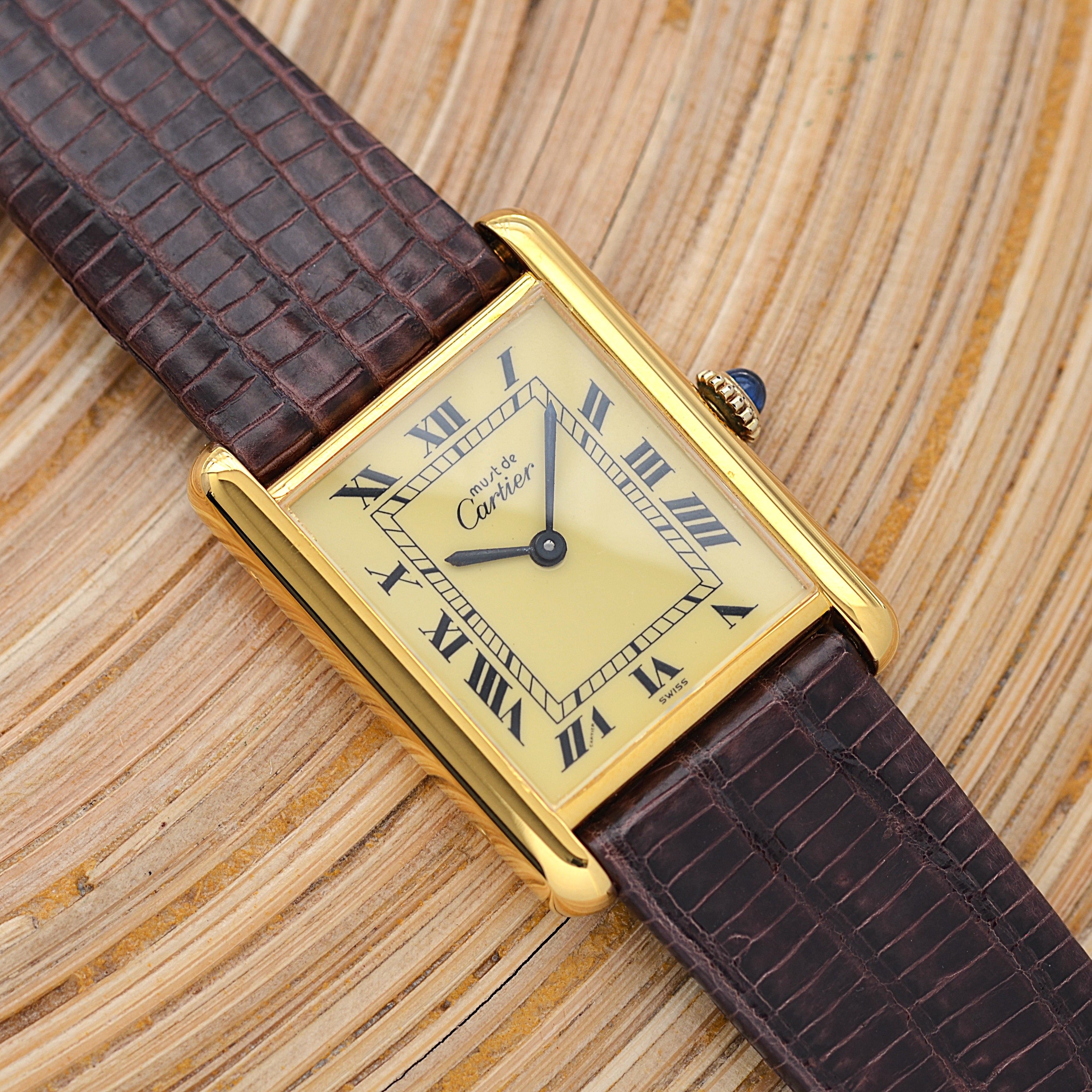 【Cartier】カルティエ マストタンクLM アイボリーローマ 手巻き 純正尾錠付き