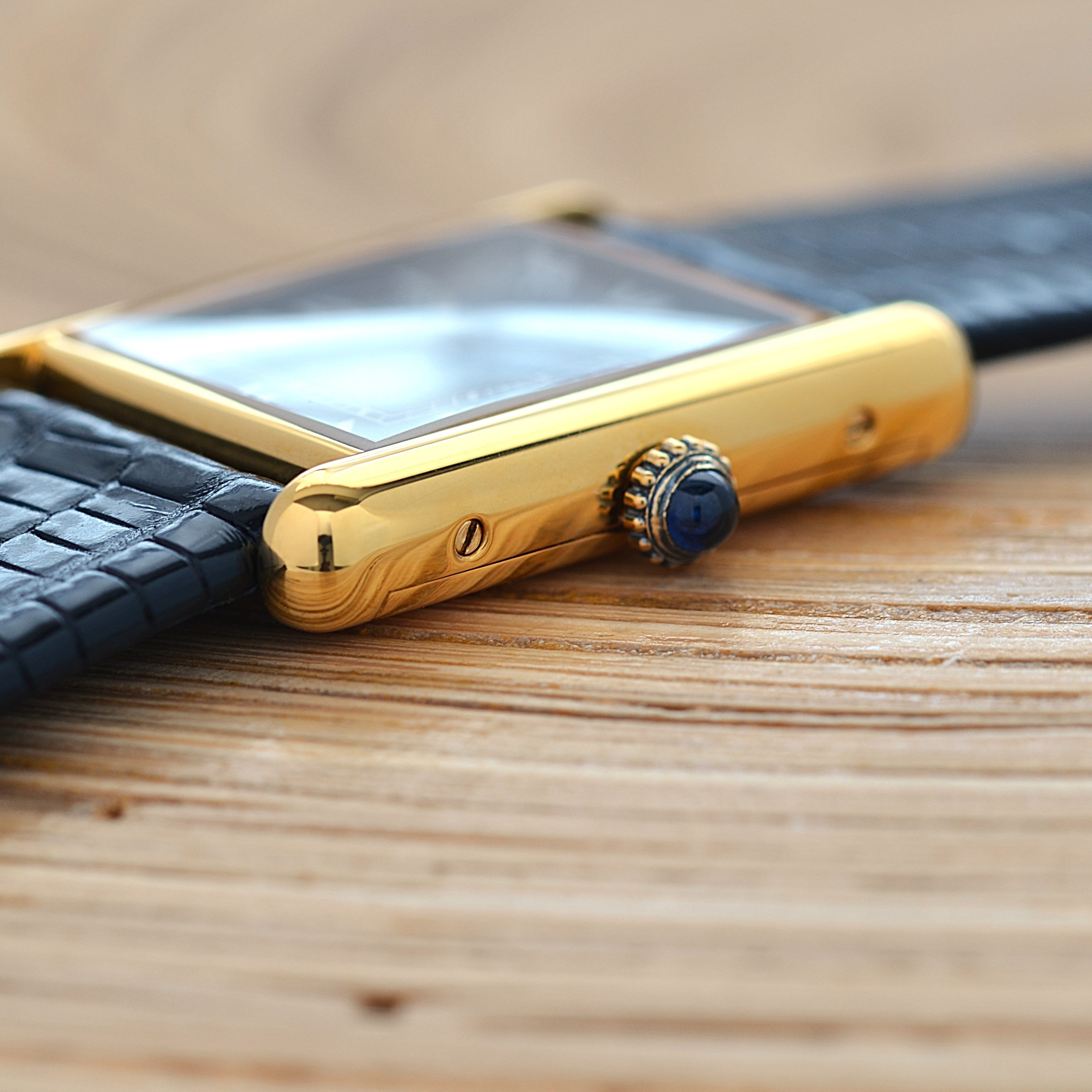 【Cartier】カルティエ マストタンクLM ブラックローマ 手巻き 純正尾錠付き