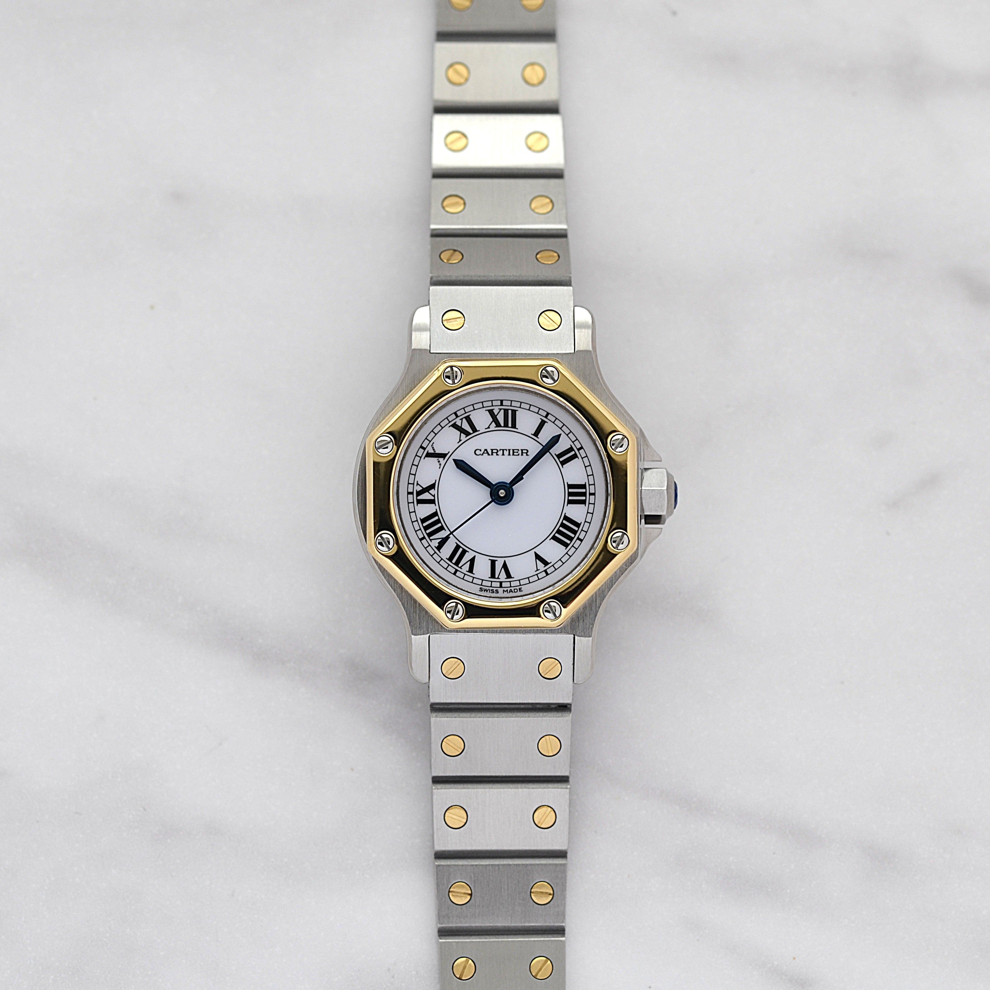 【Cartier】カルティエ サントスオクタゴンSM 18KYG×SS 永久保証書付き カルティエコンプリートサービス済み