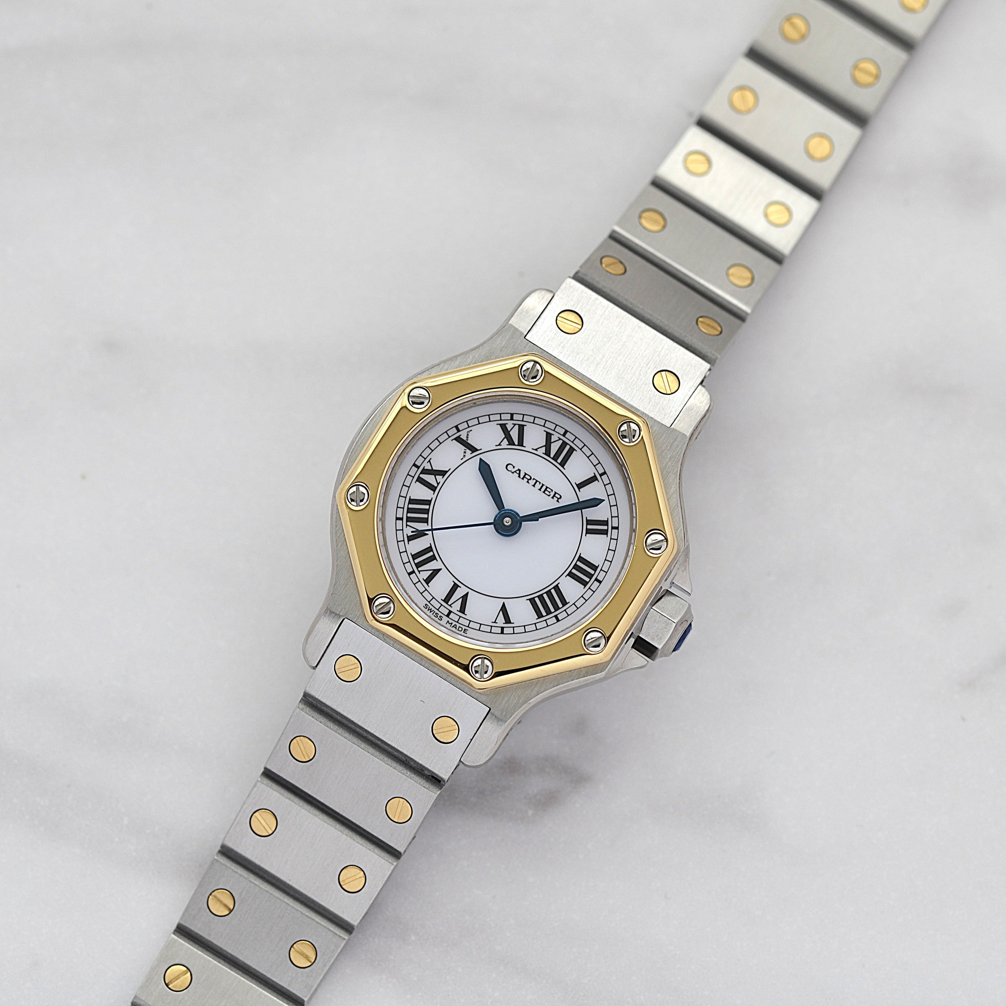 【Cartier】カルティエ サントスオクタゴンSM 18KYG×SS 永久保証書付き カルティエコンプリートサービス済み