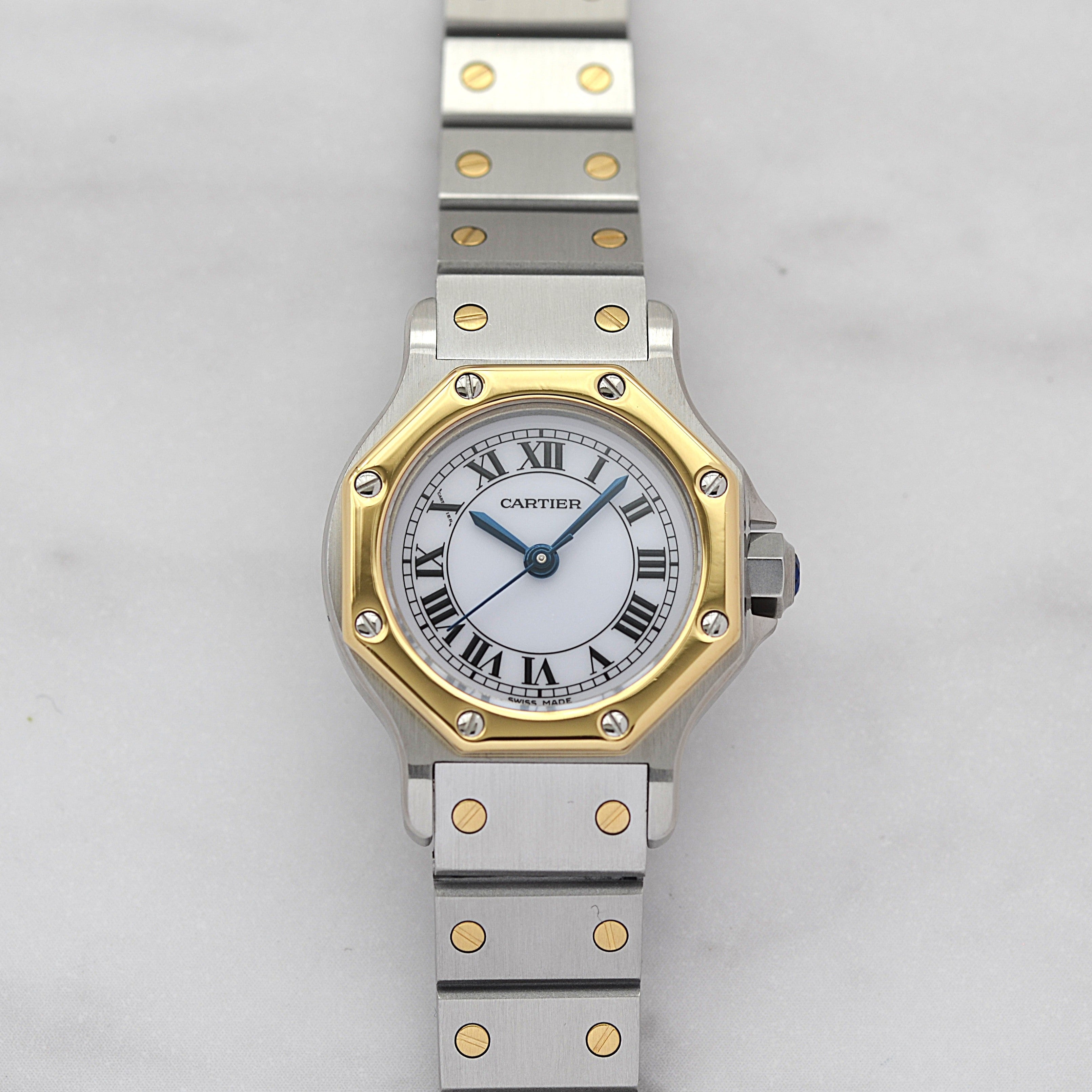 【Cartier】カルティエ サントスオクタゴンSM 18KYG×SS 永久保証書付き カルティエコンプリートサービス済み