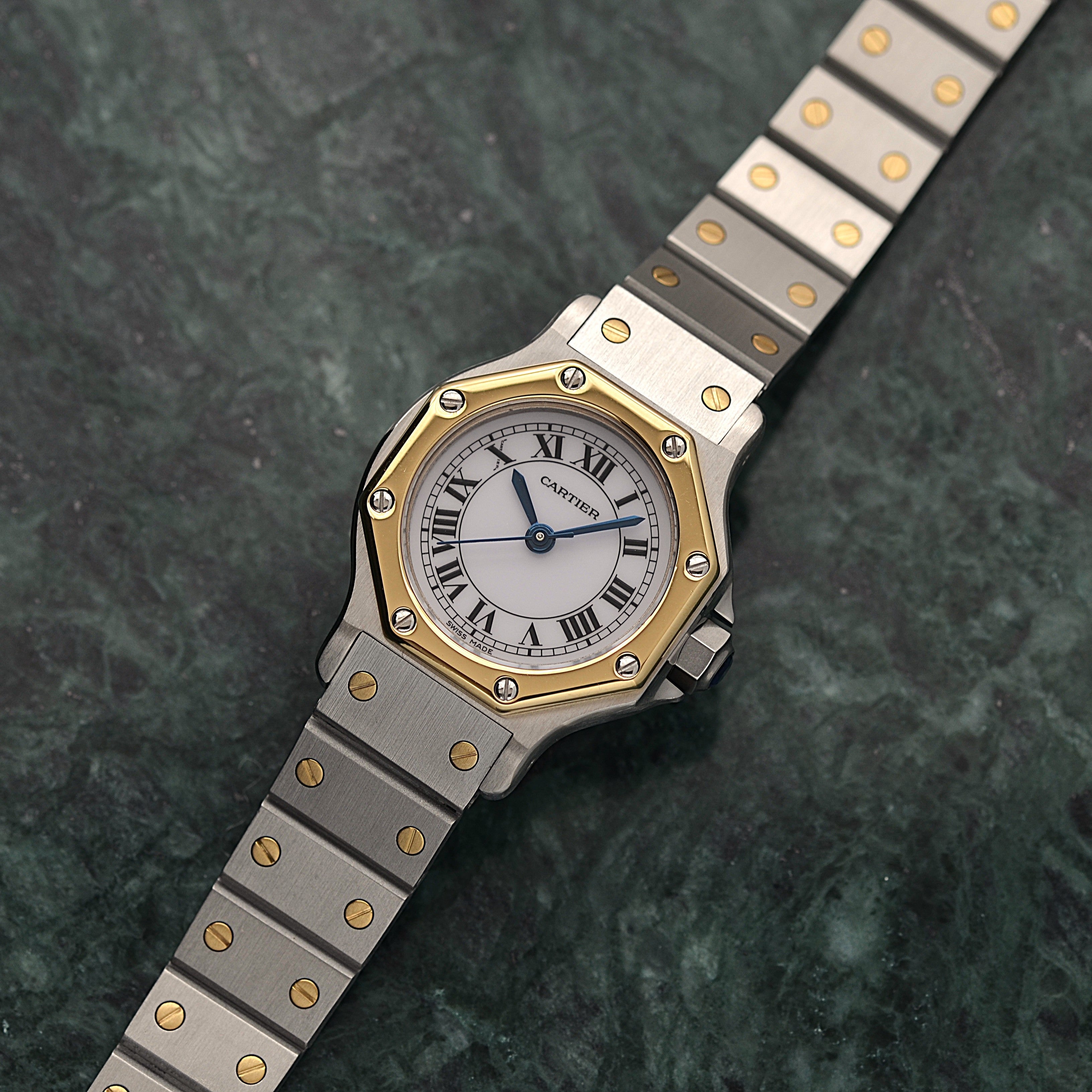 【Cartier】カルティエ サントスオクタゴンSM 18KYG×SS 永久保証書付き カルティエコンプリートサービス済み