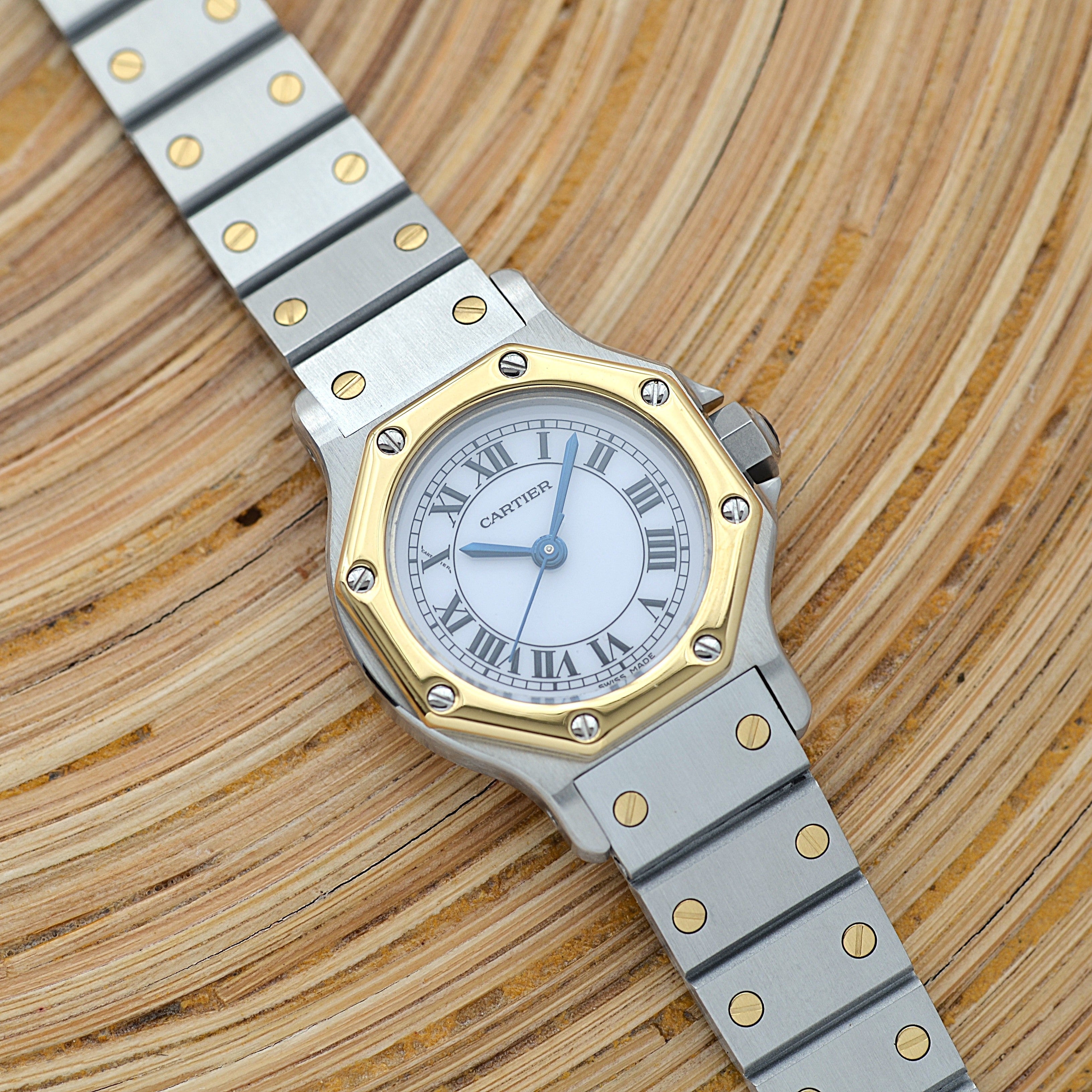 【Cartier】カルティエ サントスオクタゴンSM 18KYG×SS 永久保証書付き カルティエコンプリートサービス済み