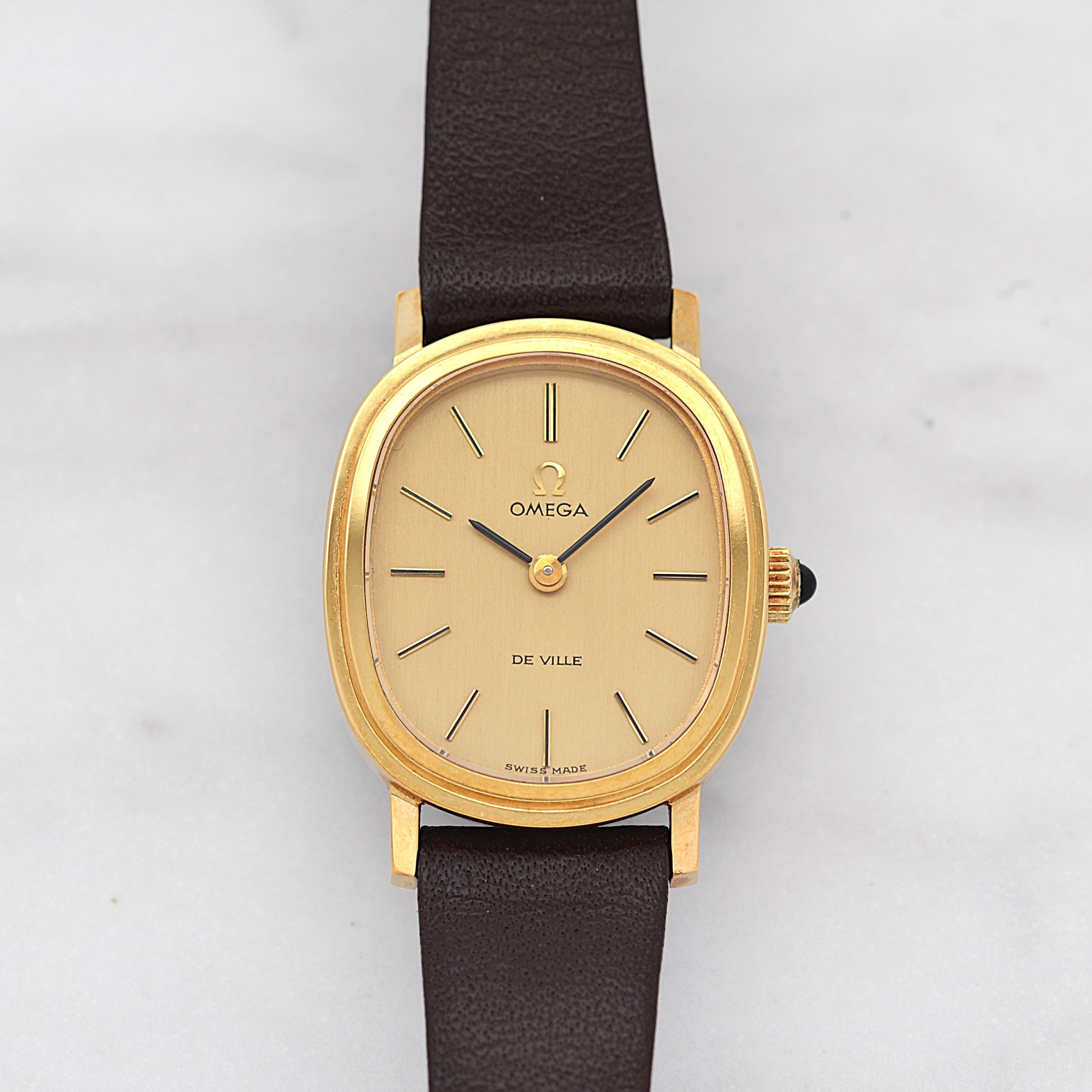 [Omega] 歐米茄碟飛系列GP橢圓形錶殼黃金全新庫存表，附原廠錶扣