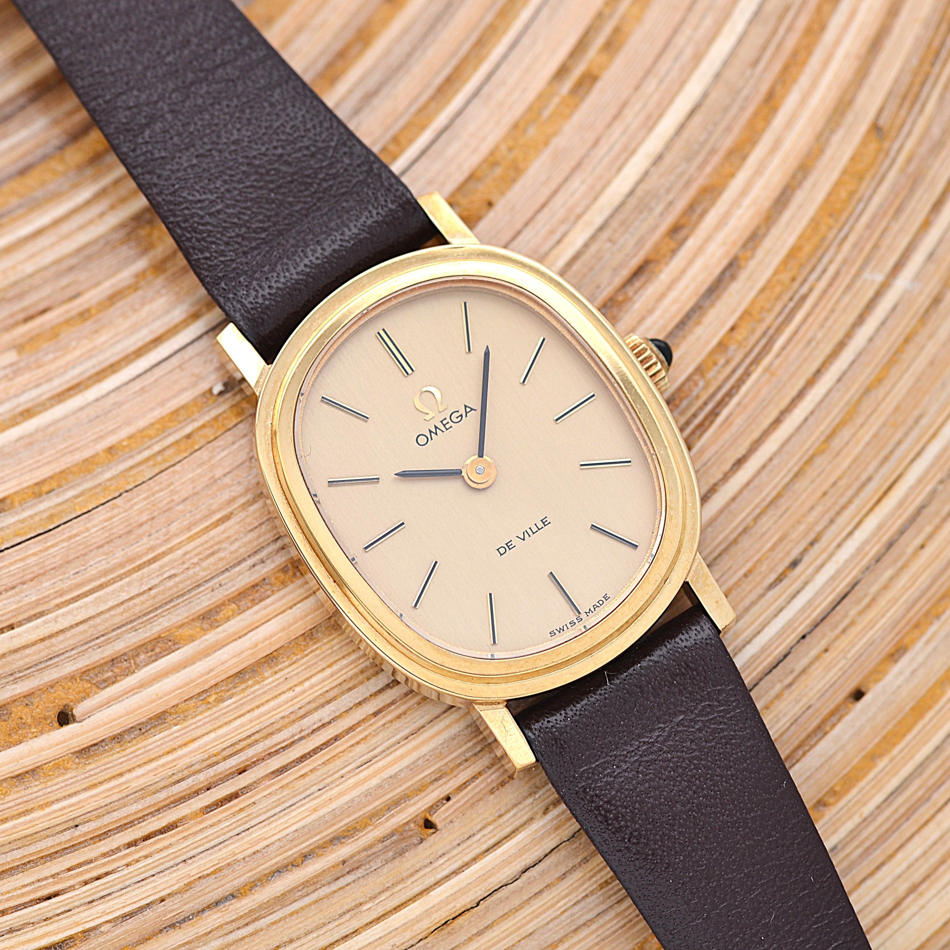 [Omega] 歐米茄碟飛系列GP橢圓形錶殼黃金全新庫存表，附原廠錶扣