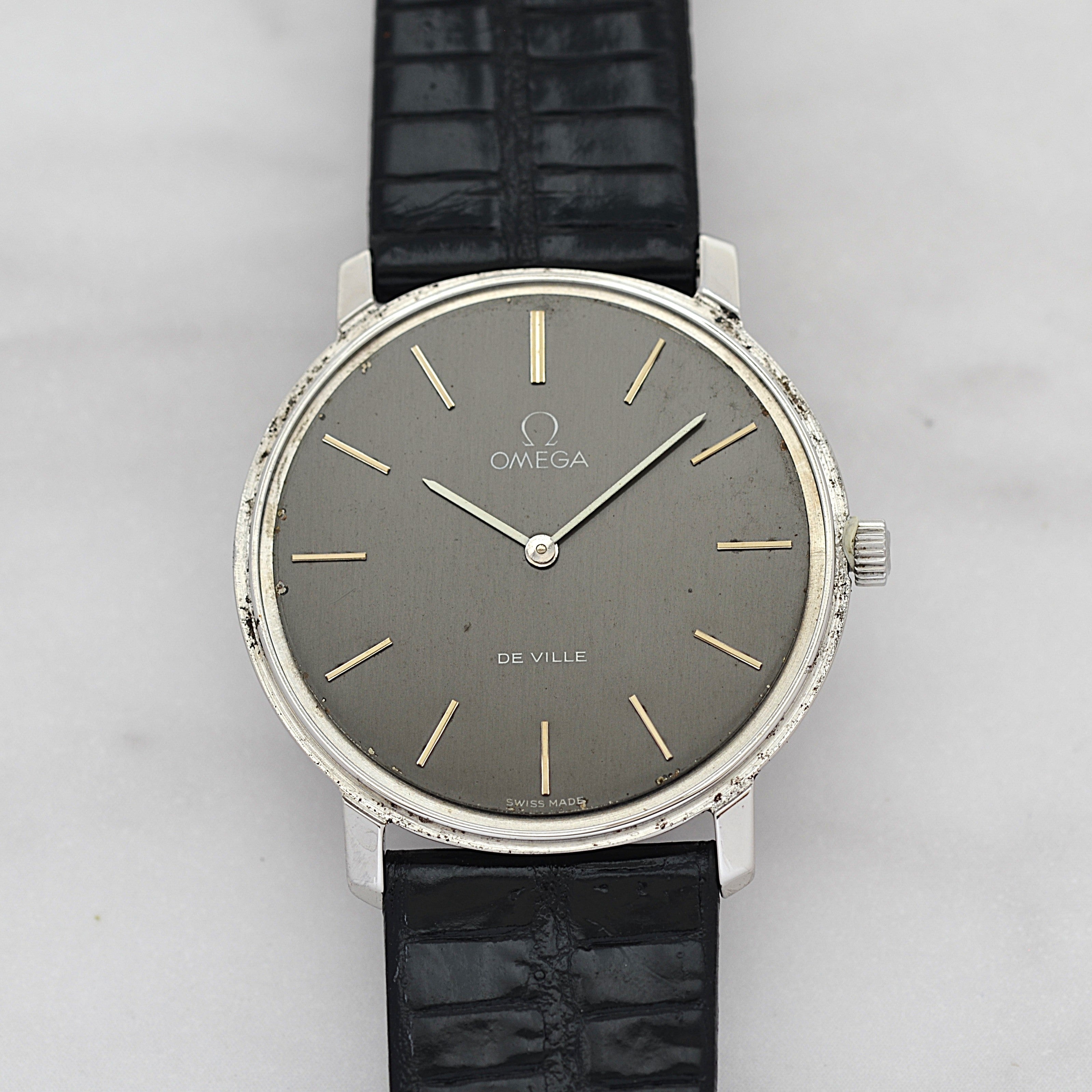 【OMEGA】オメガ デヴィル SS ラウンド Grey 純正尾錠付き