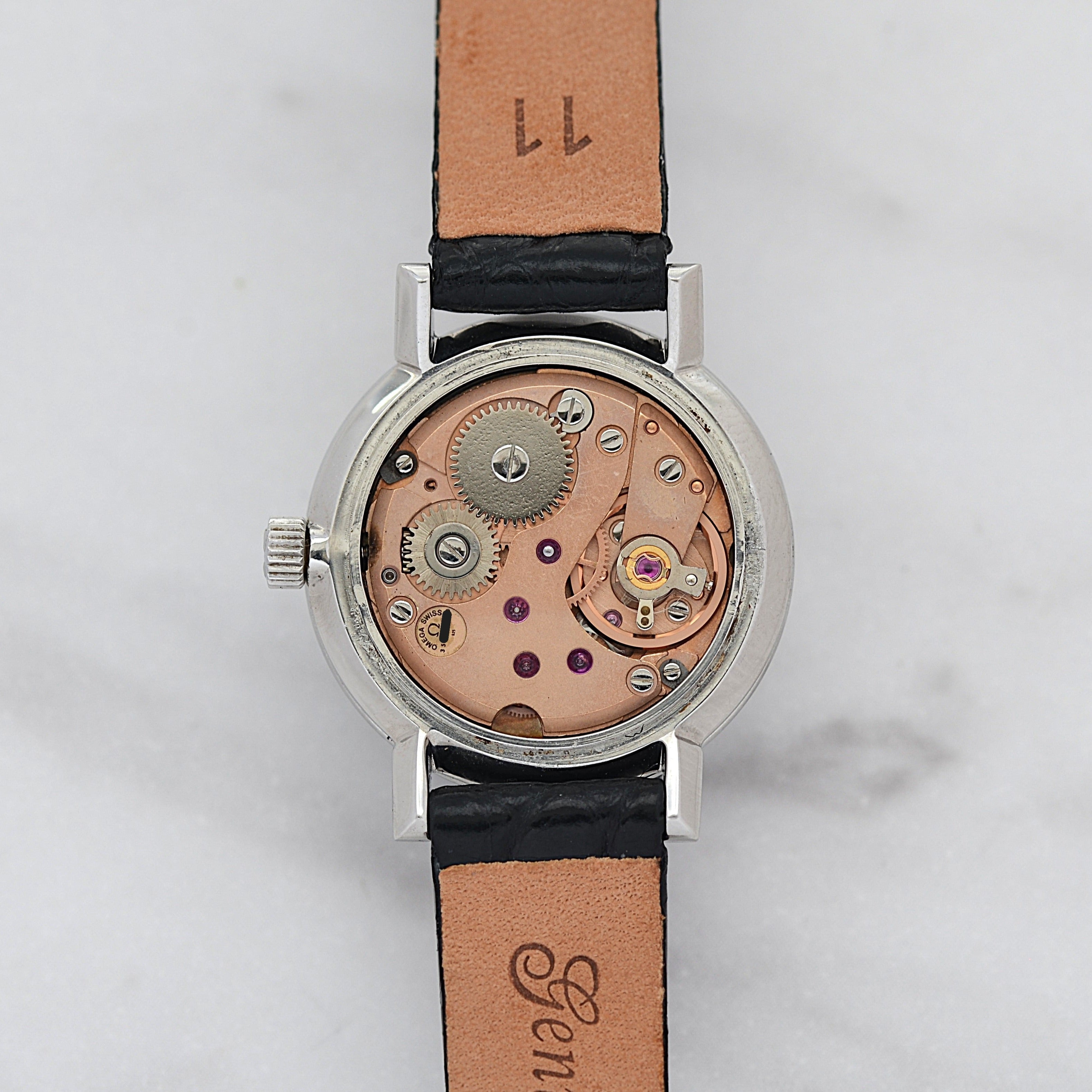 【OMEGA】オメガ ジュネーヴ SS ラウンド Silver Arabic 純正尾錠付き