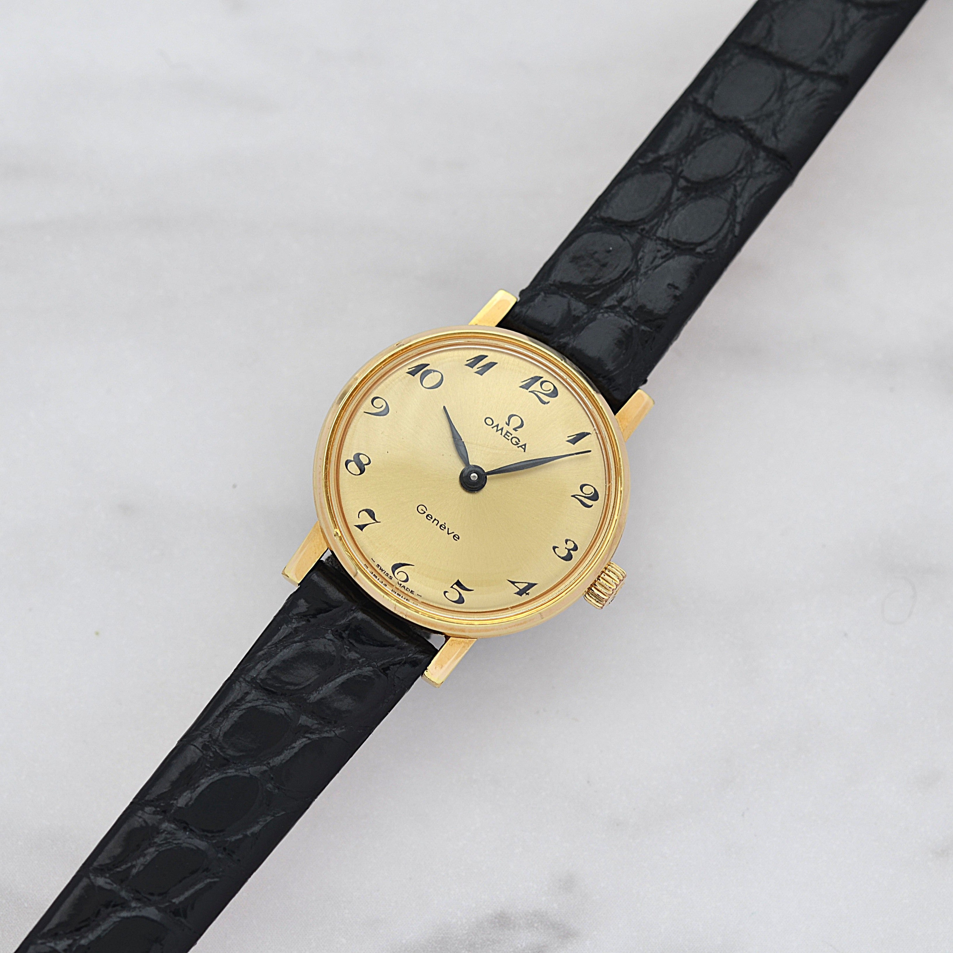 【OMEGA】オメガ ジュネーヴ GP ラウンド Gold Arabic 純正尾錠付き