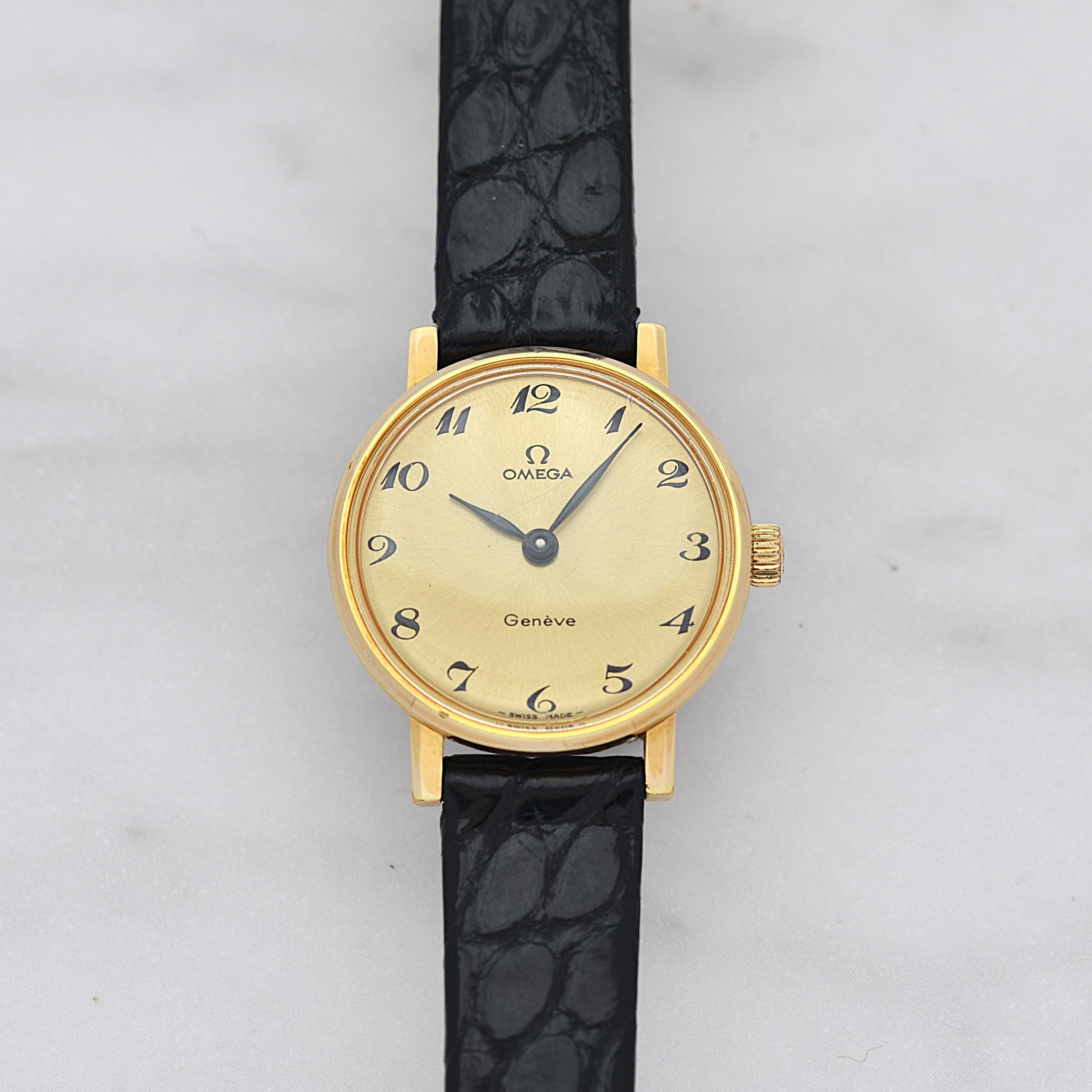 【OMEGA】オメガ ジュネーヴ GP ラウンド Gold Arabic 純正尾錠付き