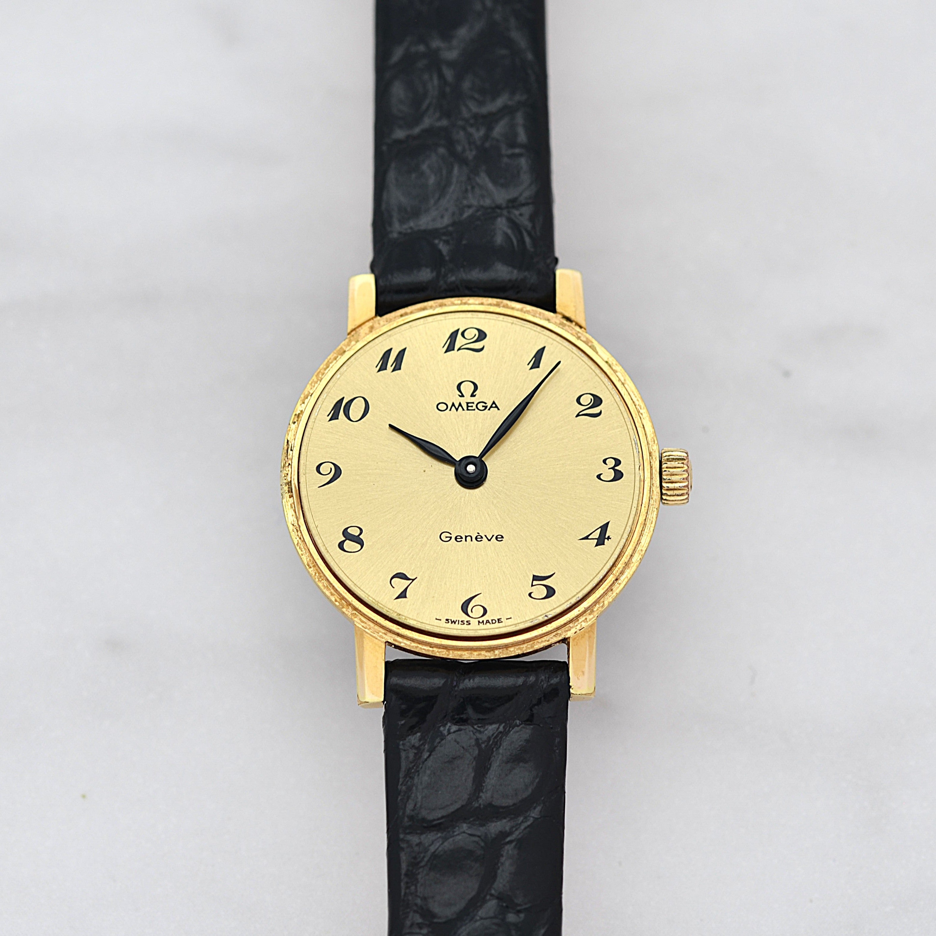 【OMEGA】オメガ ジュネーヴ GP ラウンド Gold Arabic 純正尾錠付き