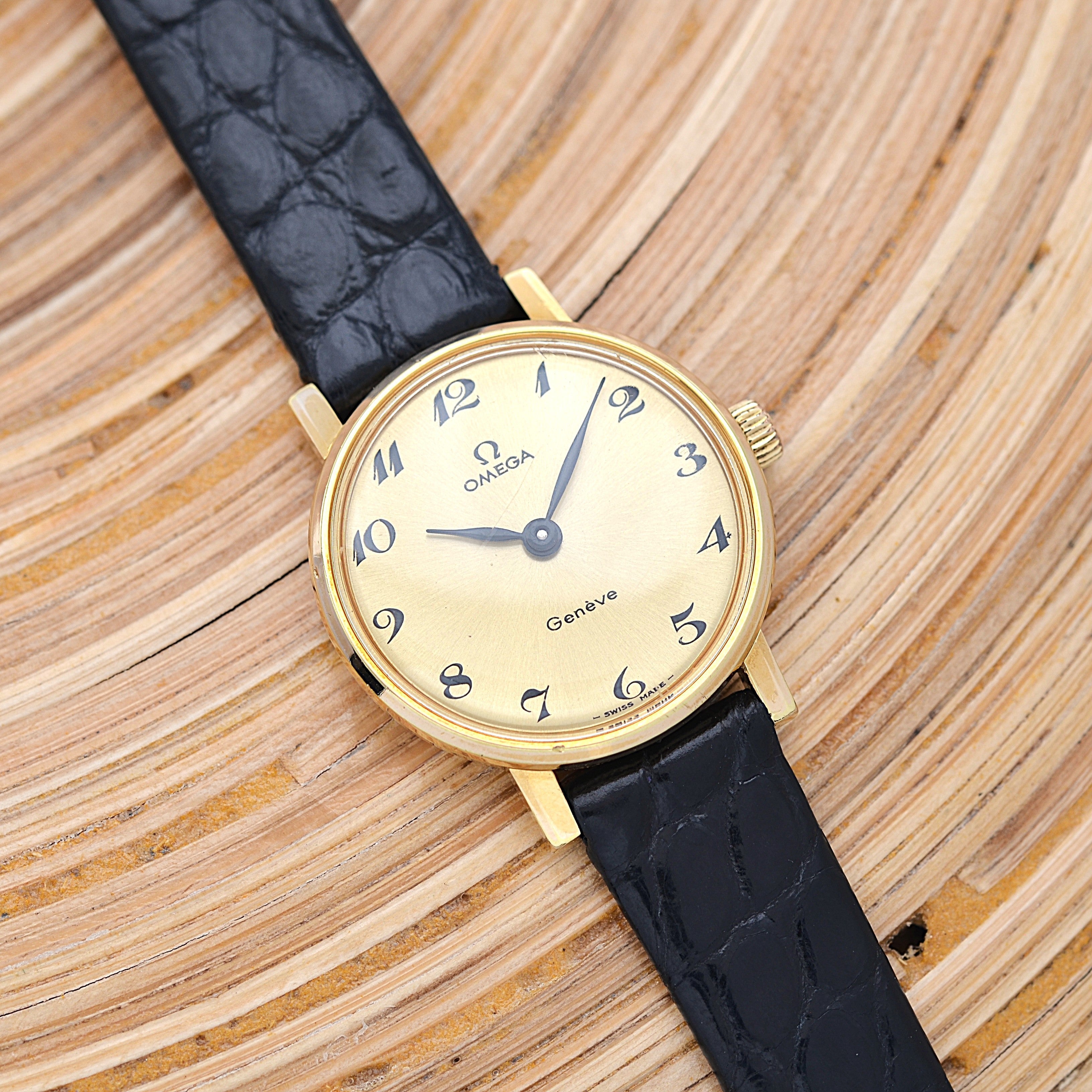 【OMEGA】オメガ ジュネーヴ GP ラウンド Gold Arabic 純正尾錠付き